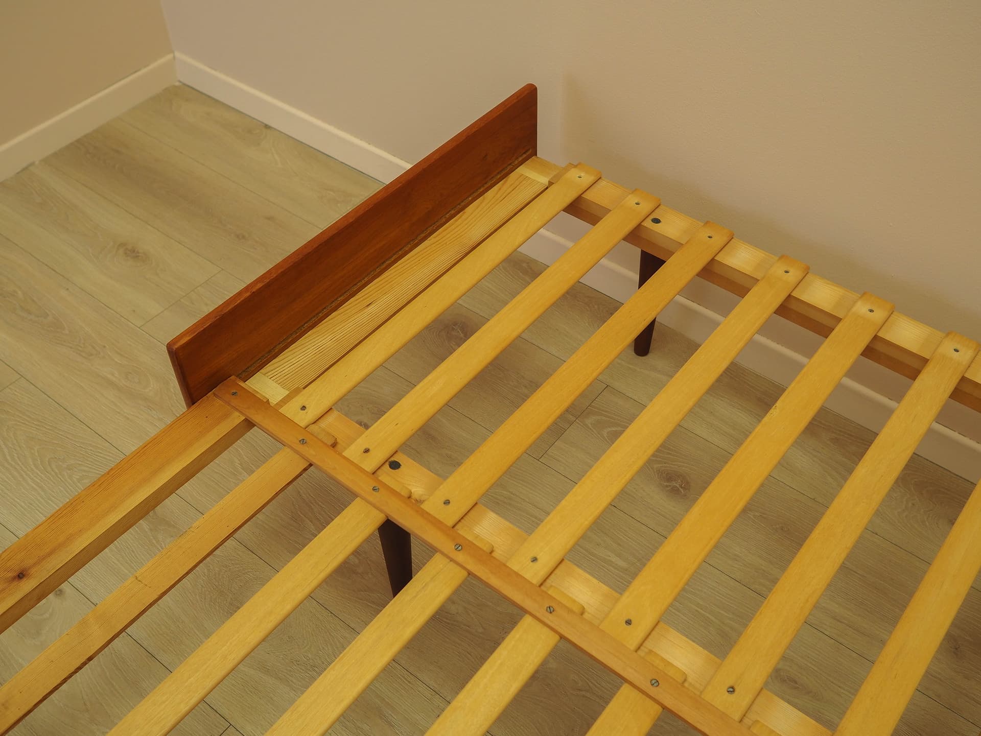Sofa bed, yellow wool, wood, Denmark, 1970s. - 343863