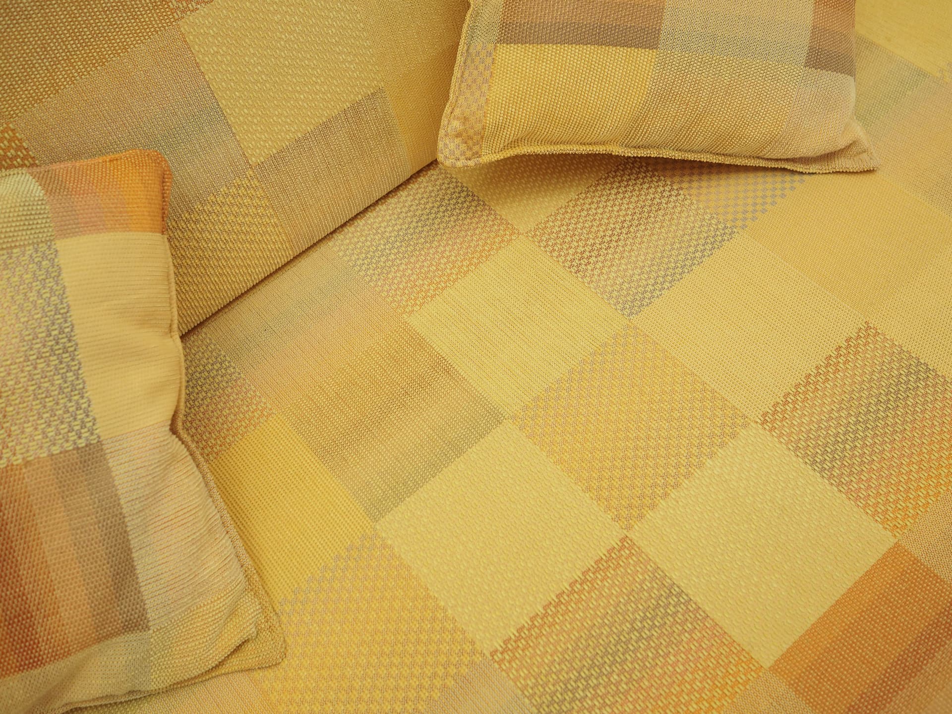 Sofa bed, yellow wool, wood, Denmark, 1970s. - 343867