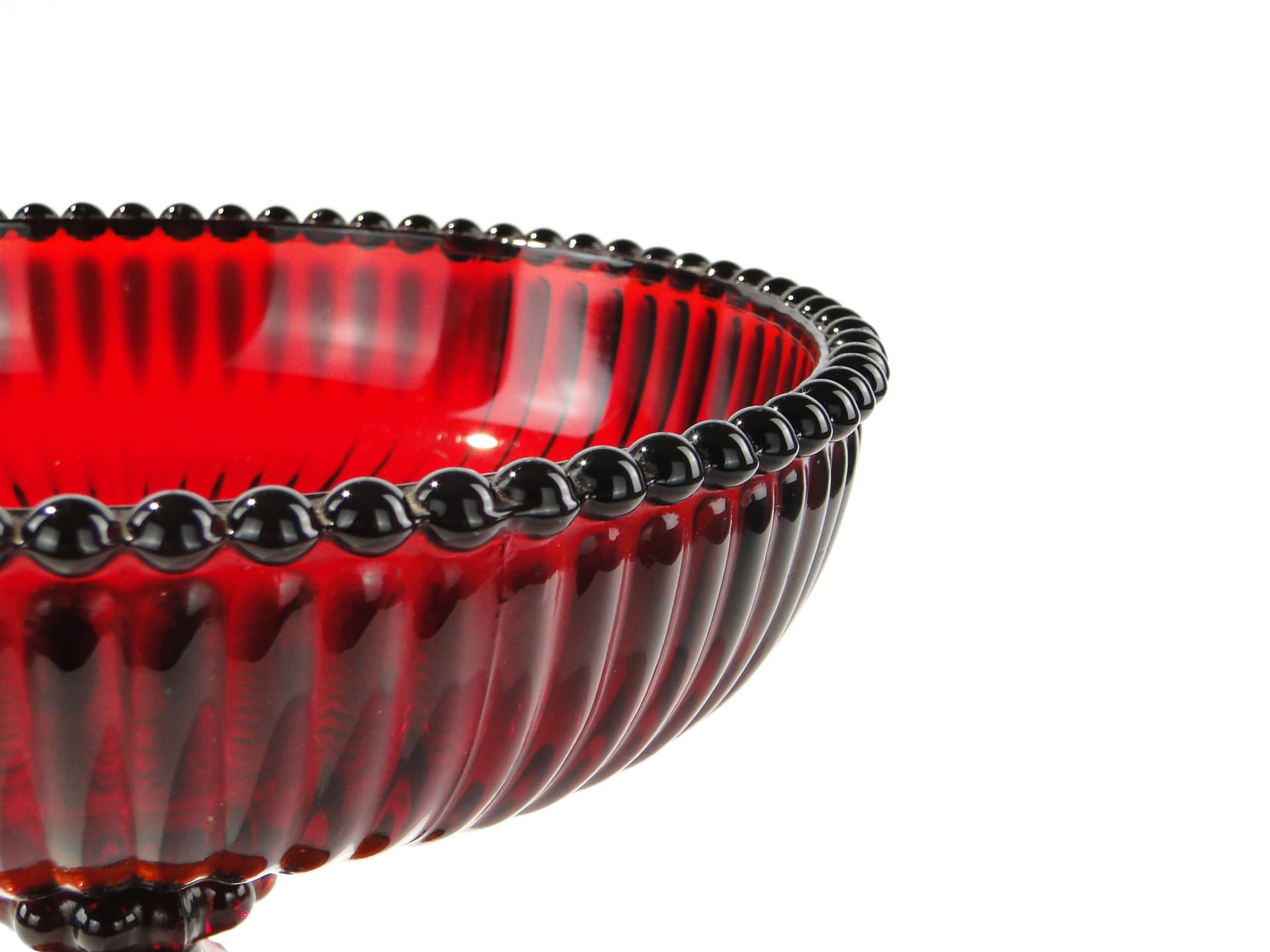 Compote Bowl Perełki, glass red orange yellow, by J.S. Drost, Ząbkowice, Poland, 1970s. - 343978