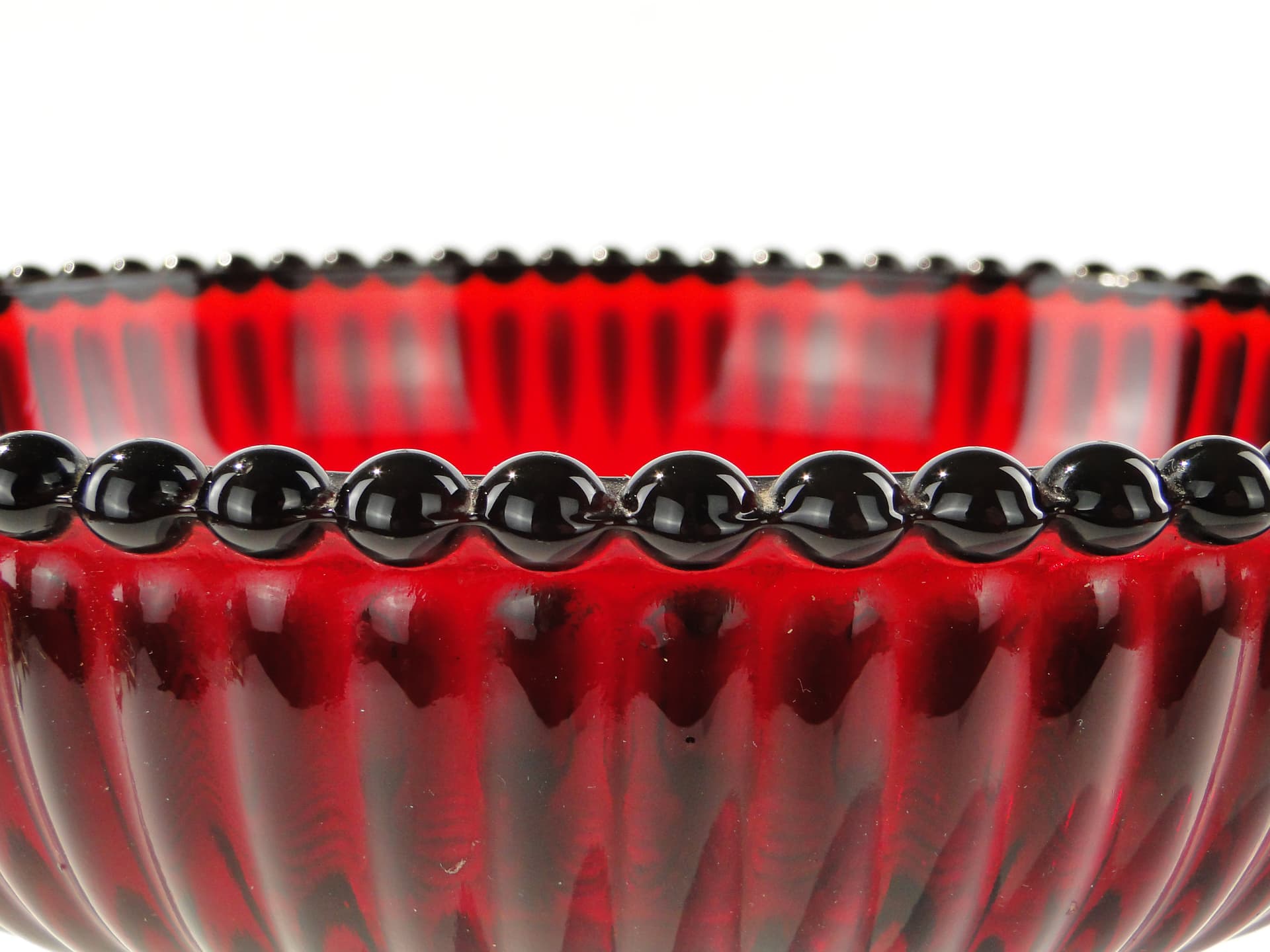 Compote Bowl Perełki, glass red orange yellow, by J.S. Drost, Ząbkowice, Poland, 1970s. - 343974