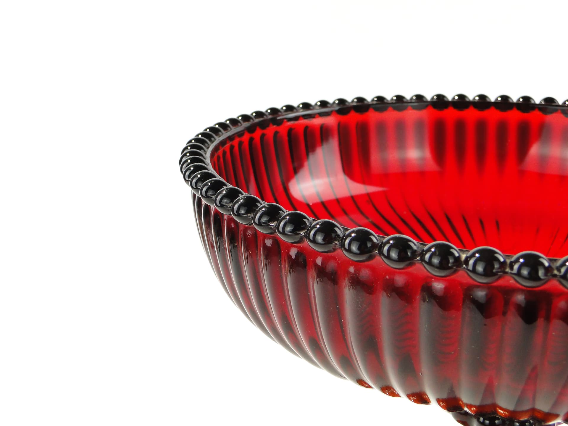 Compote Bowl Perełki, glass red orange yellow, by J.S. Drost, Ząbkowice, Poland, 1970s. - 343971
