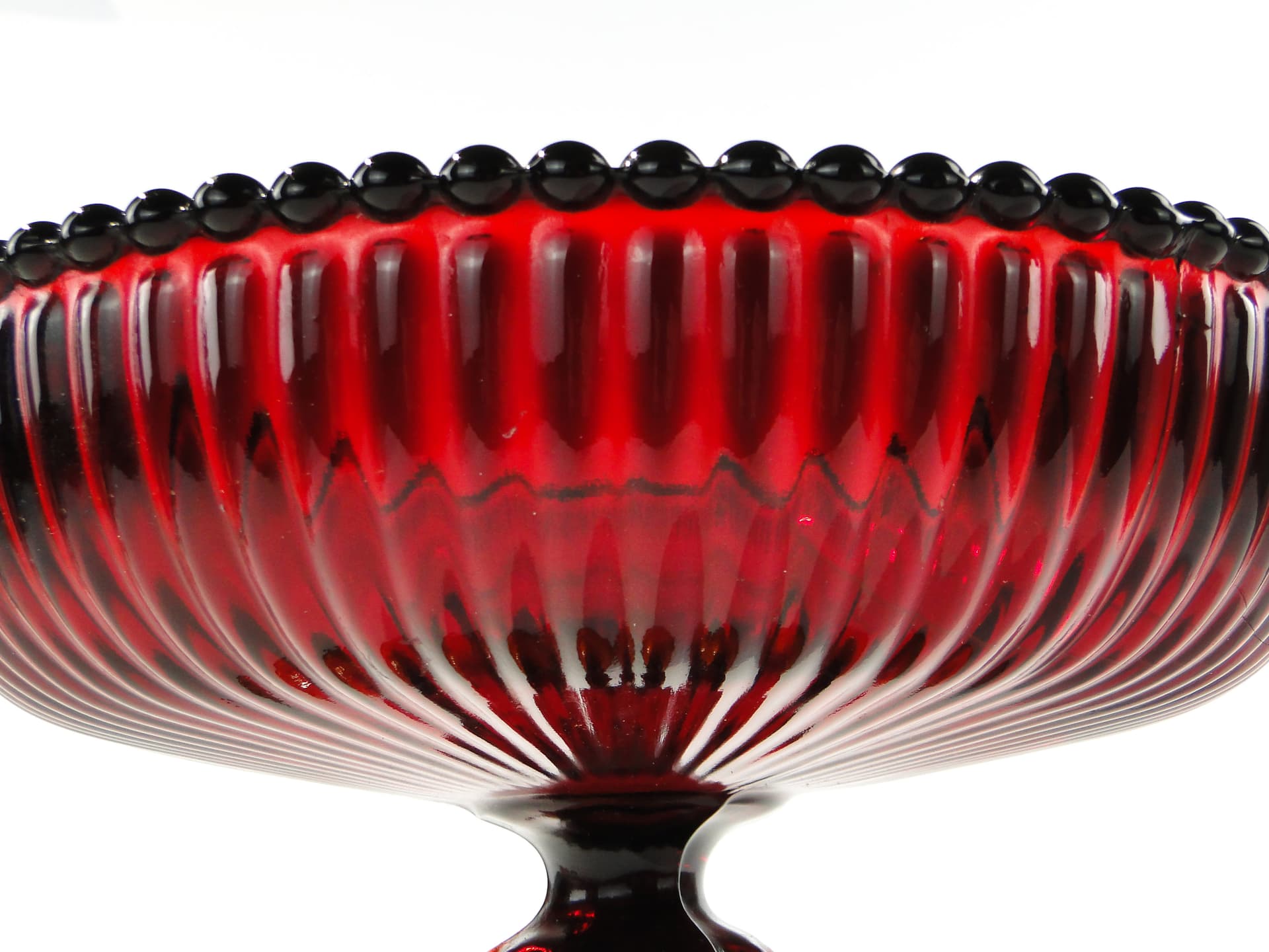 Compote Bowl Perełki, glass red orange yellow, by J.S. Drost, Ząbkowice, Poland, 1970s. - 343973