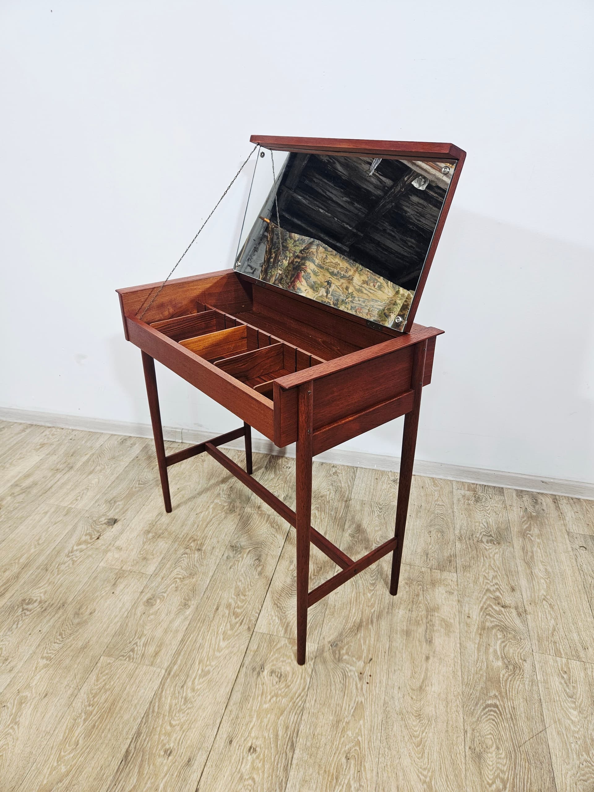 Scandinavian vintage dressing table, brown teak, Denmark, 1960s - 343988