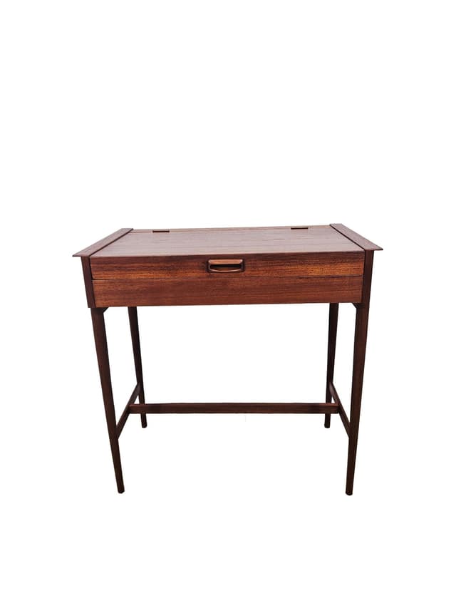 Scandinavian vintage dressing table, brown teak, Denmark, 1960s - DIMENSION
