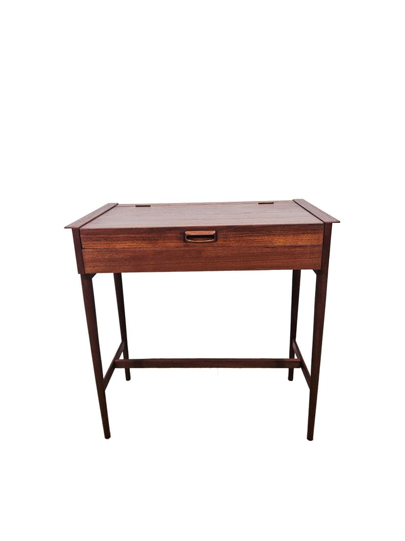 Scandinavian vintage dressing table, brown teak, Denmark, 1960s