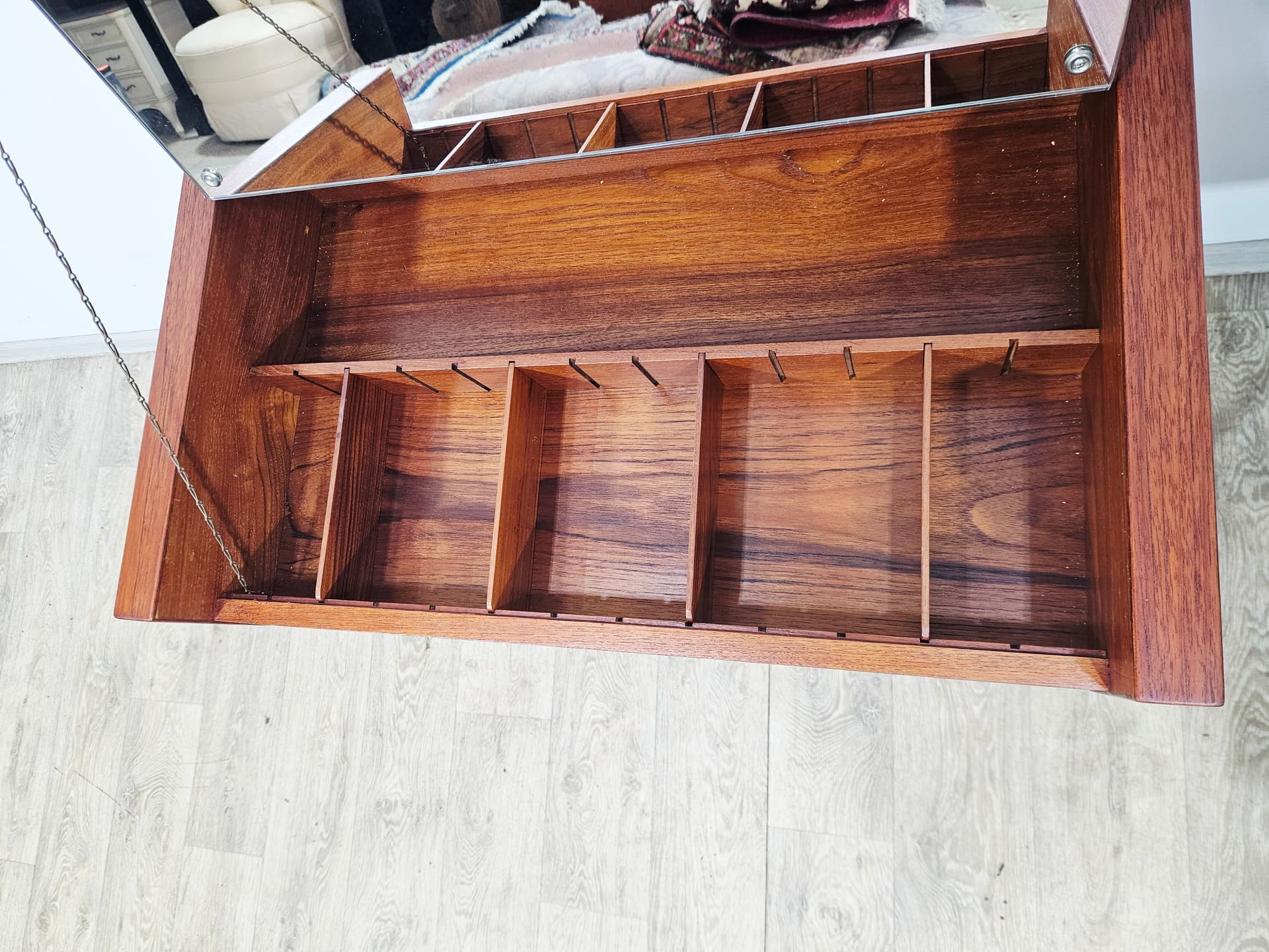 Scandinavian vintage dressing table, brown teak, Denmark, 1960s - 343993