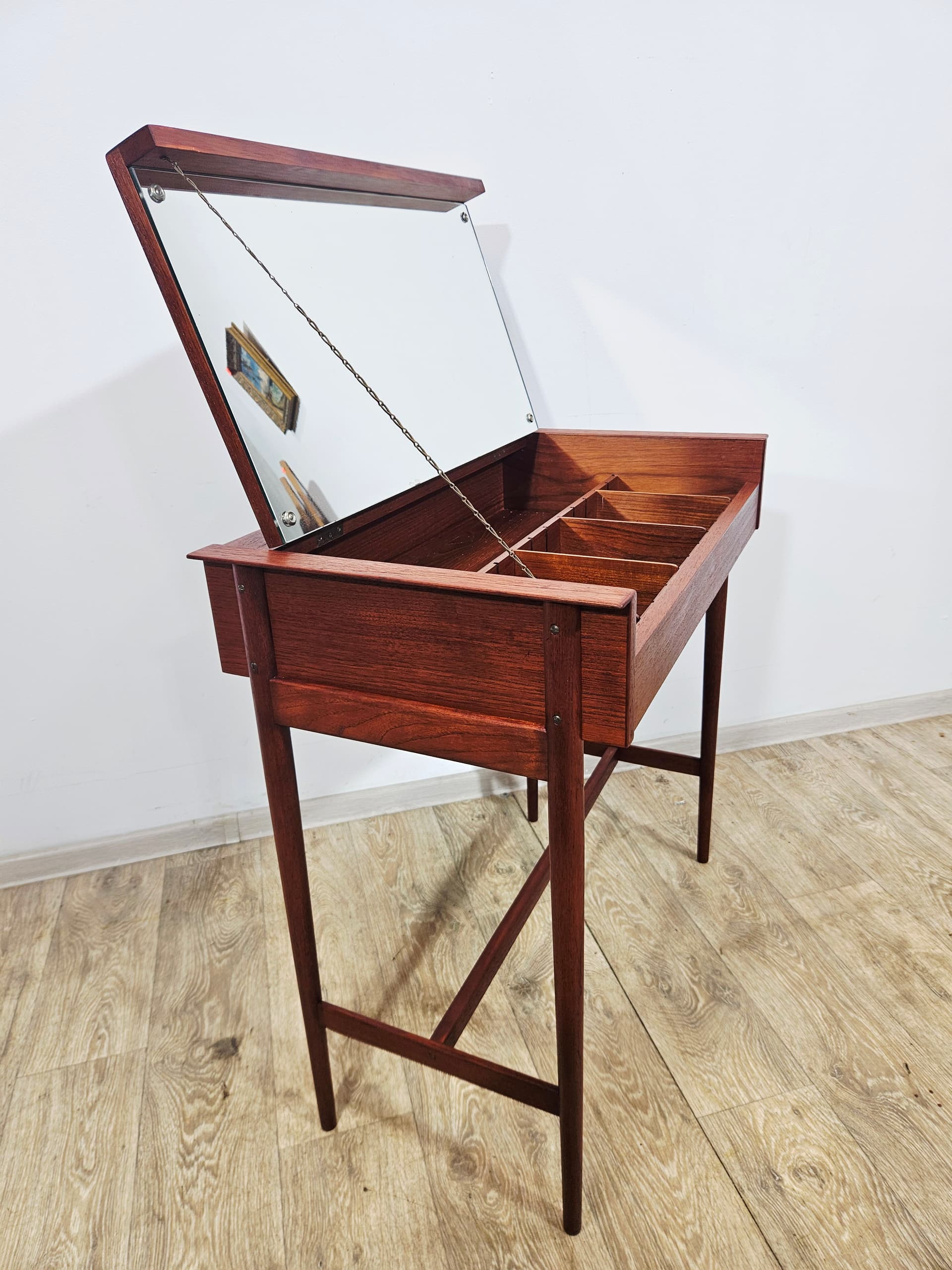 Scandinavian vintage dressing table, brown teak, Denmark, 1960s - 343986