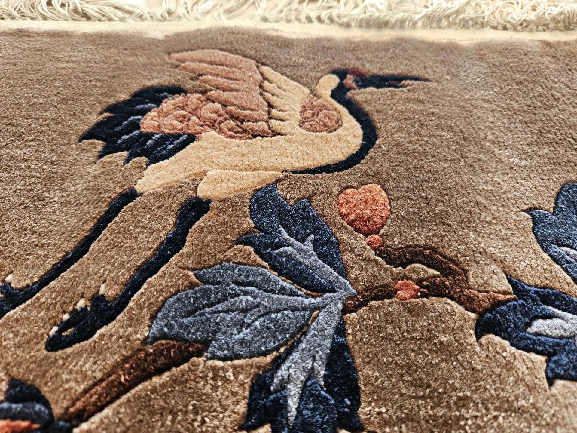 Vintage rug, silk, brown, 124cm x 47cm - 344035