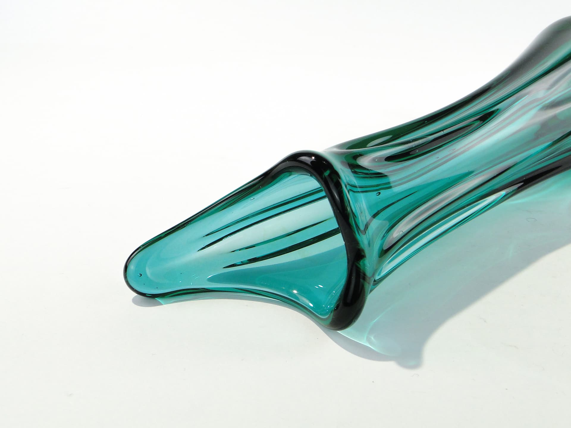 Vase Glut, turquoise, glass, by J. Drost, Ząbkowice, Poland, 1970s - 344040