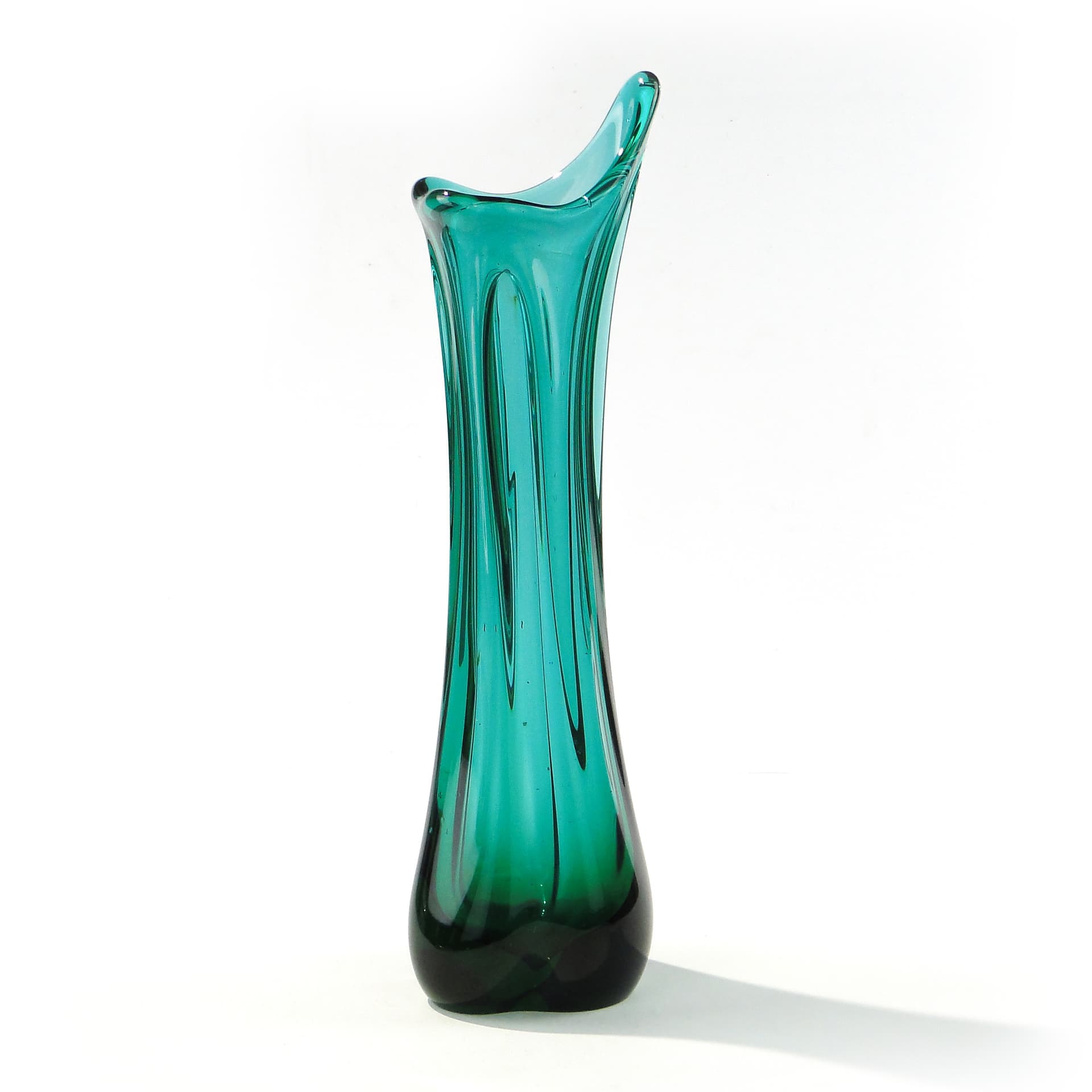 Vase Glut, turquoise, glass, by J. Drost, Ząbkowice, Poland, 1970s - 344045