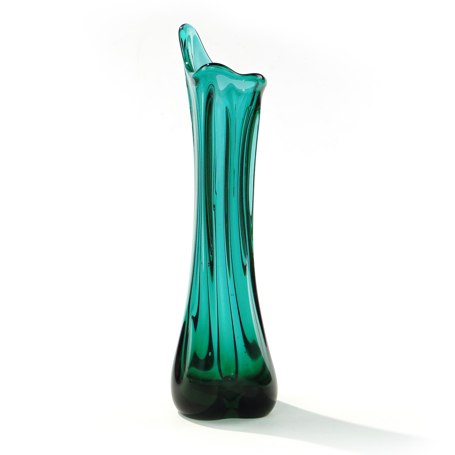 Vase Glut, turquoise, glass, by J. Drost, Ząbkowice, Poland, 1970s - 344043