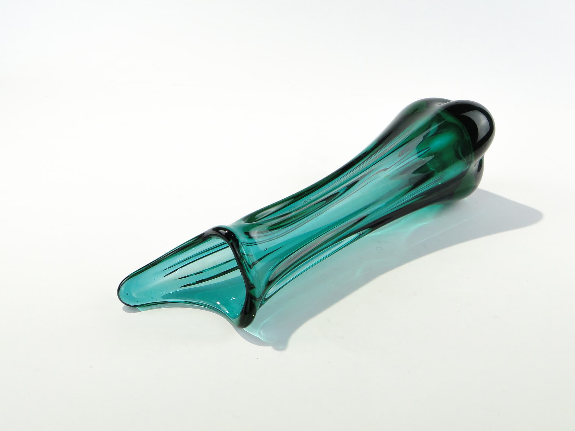Vase Glut, turquoise, glass, by J. Drost, Ząbkowice, Poland, 1970s - 344048