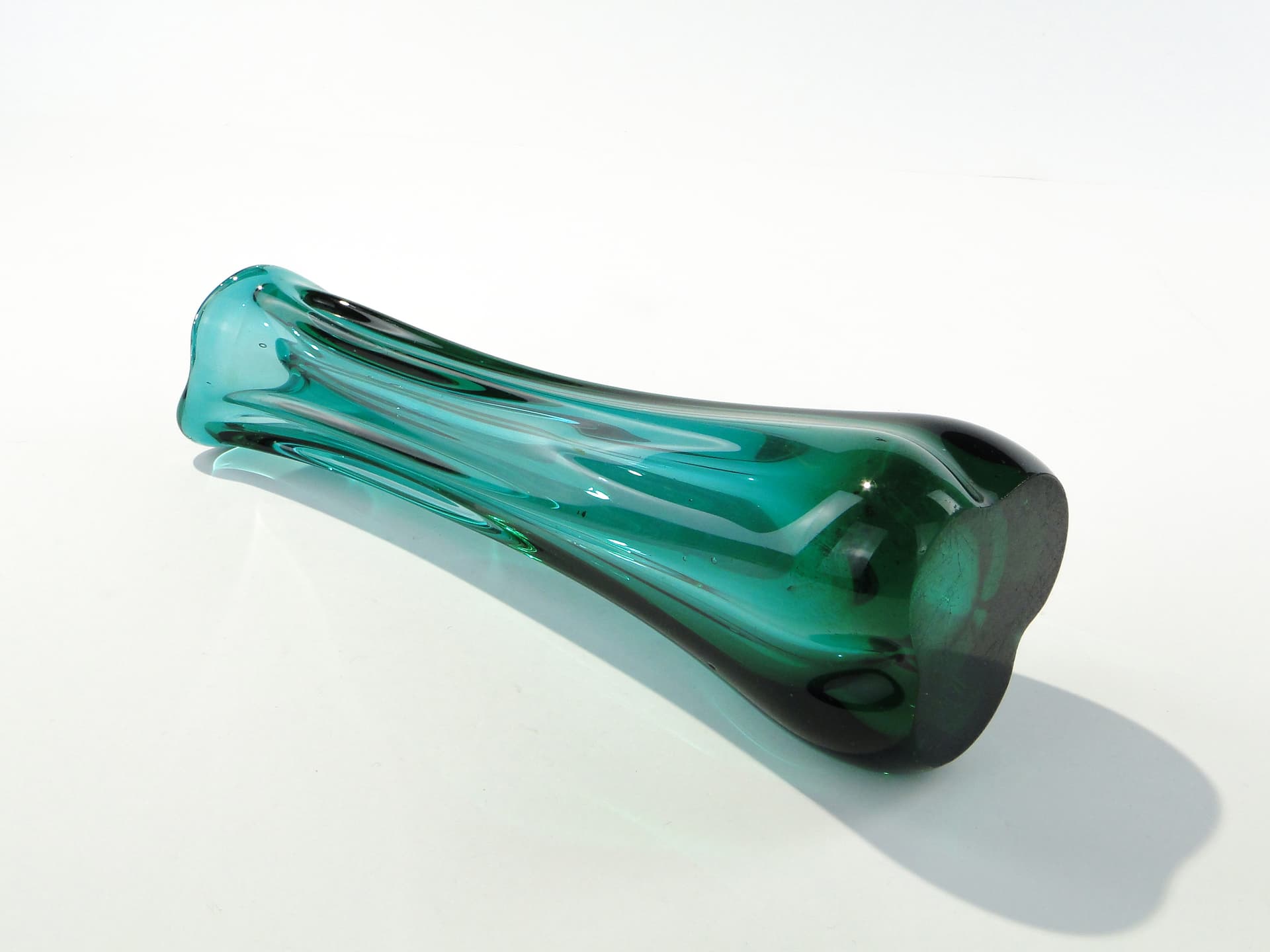 Vase Glut, turquoise, glass, by J. Drost, Ząbkowice, Poland, 1970s - 344041