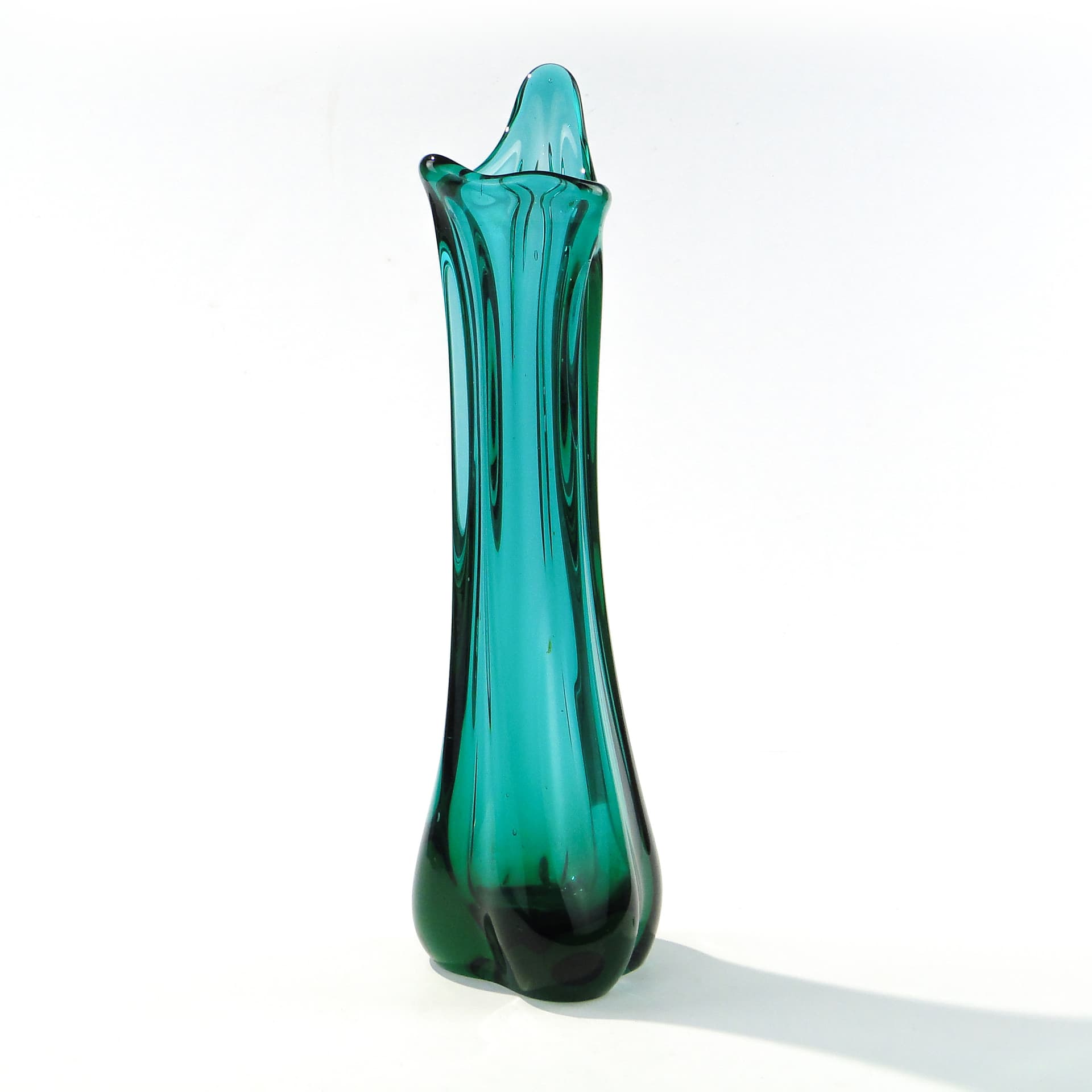 Vase Glut, turquoise, glass, by J. Drost, Ząbkowice, Poland, 1970s - 344044