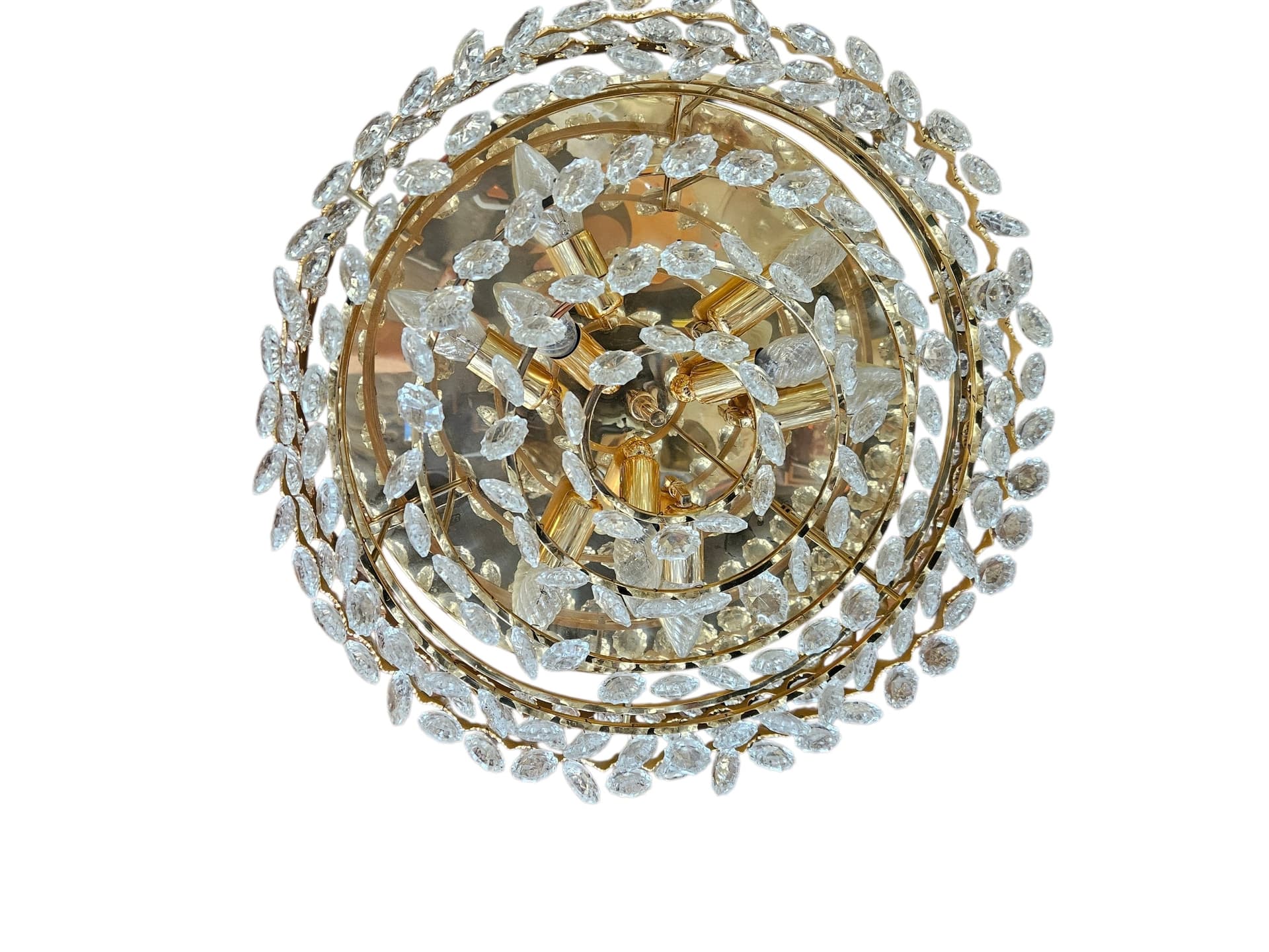 Flush mount/wall light, Palwa, brass gold, crystal transparent, Germany - 344051