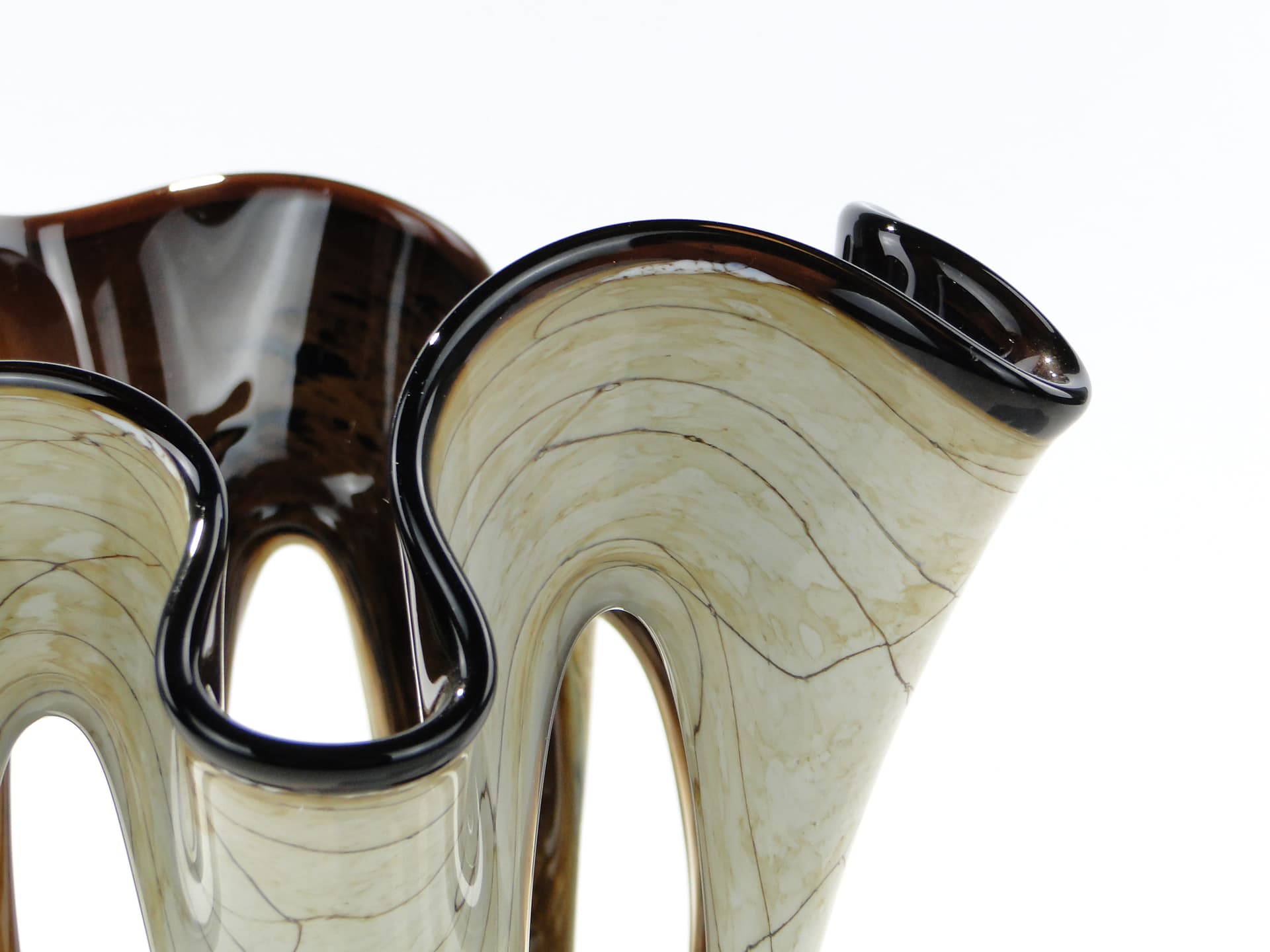 Decorative bowl Makora, brown sand glass, Huta Szkła w Krośnie, Poland, 1980s - 344082