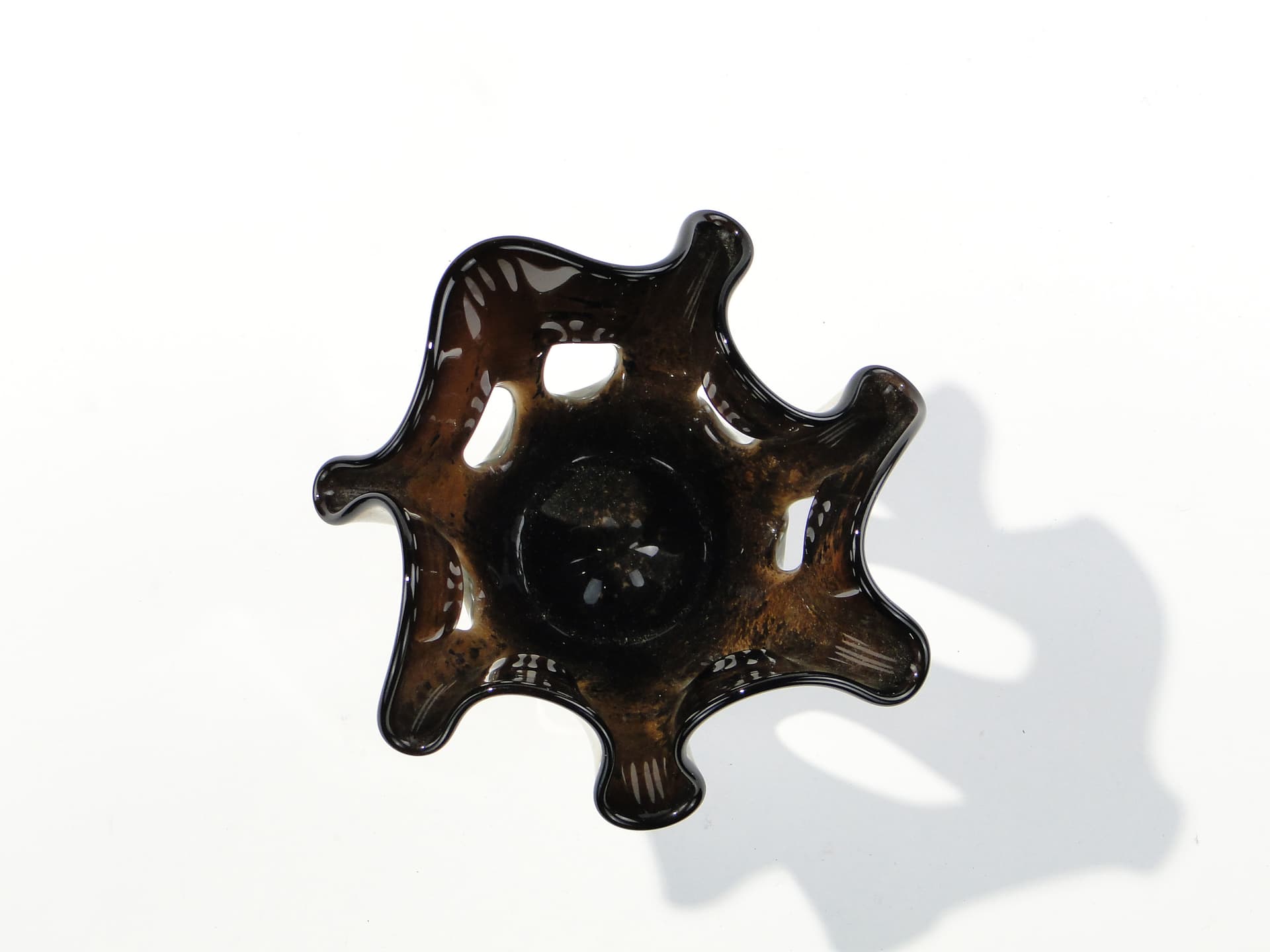 Decorative bowl Makora, brown sand glass, Huta Szkła w Krośnie, Poland, 1980s - 344087