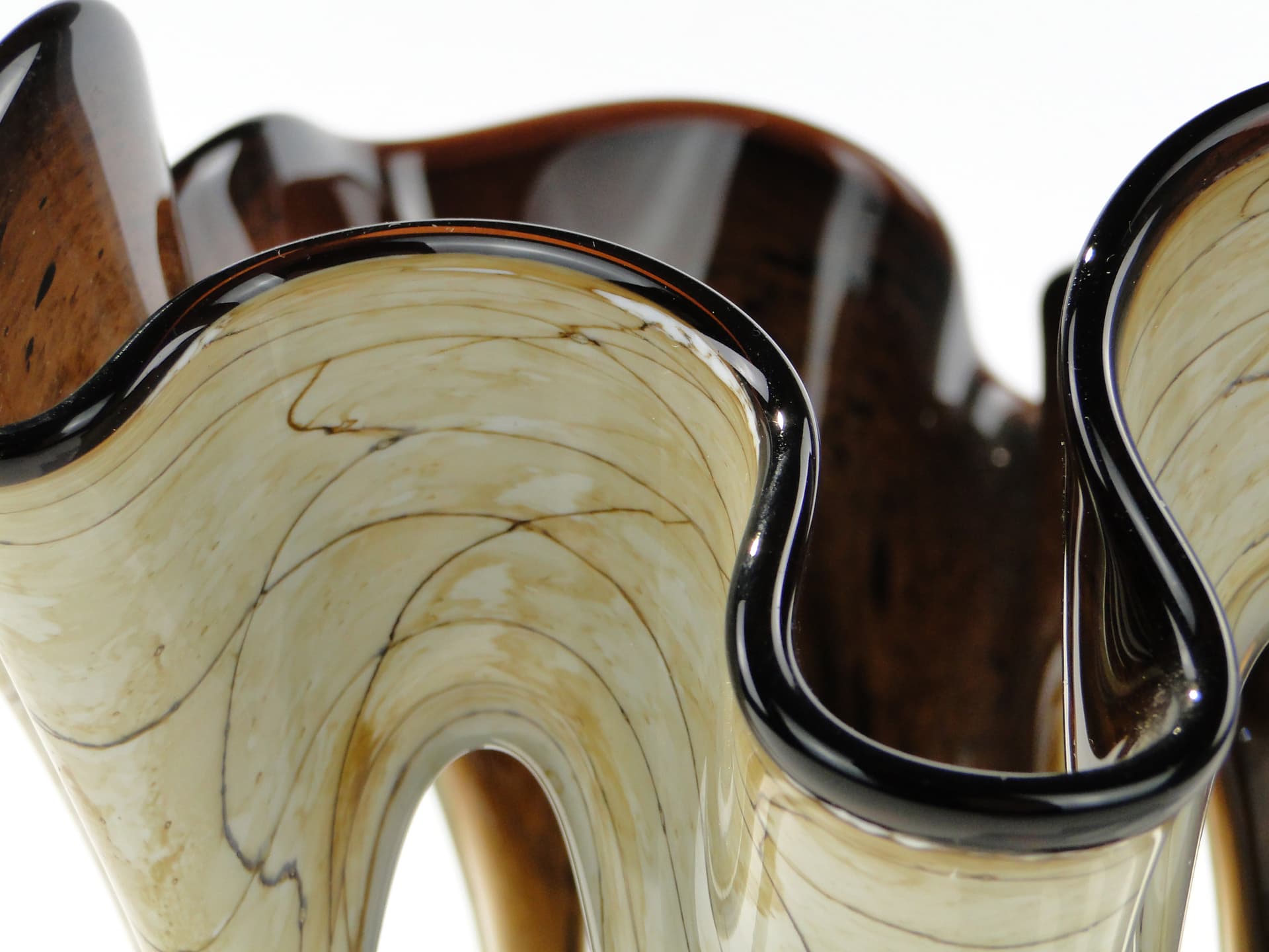 Decorative bowl Makora, brown sand glass, Huta Szkła w Krośnie, Poland, 1980s - 344083