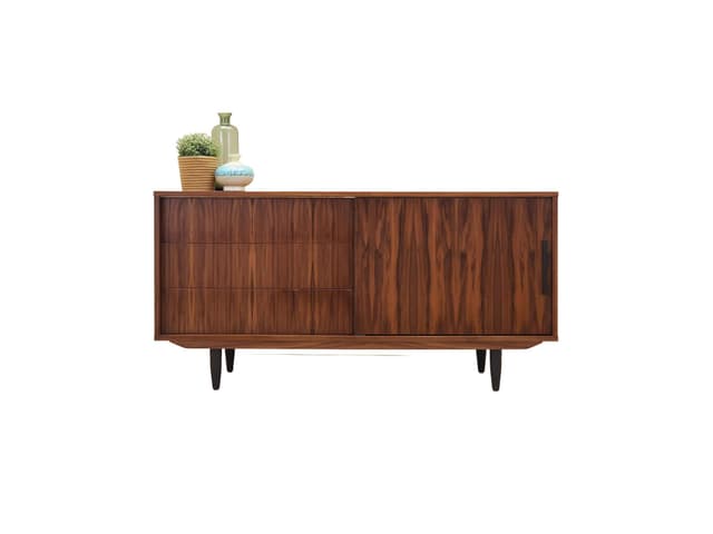 Komoda skandynawska, orzech brązowy, Polska, lata 60. - WYMIARY