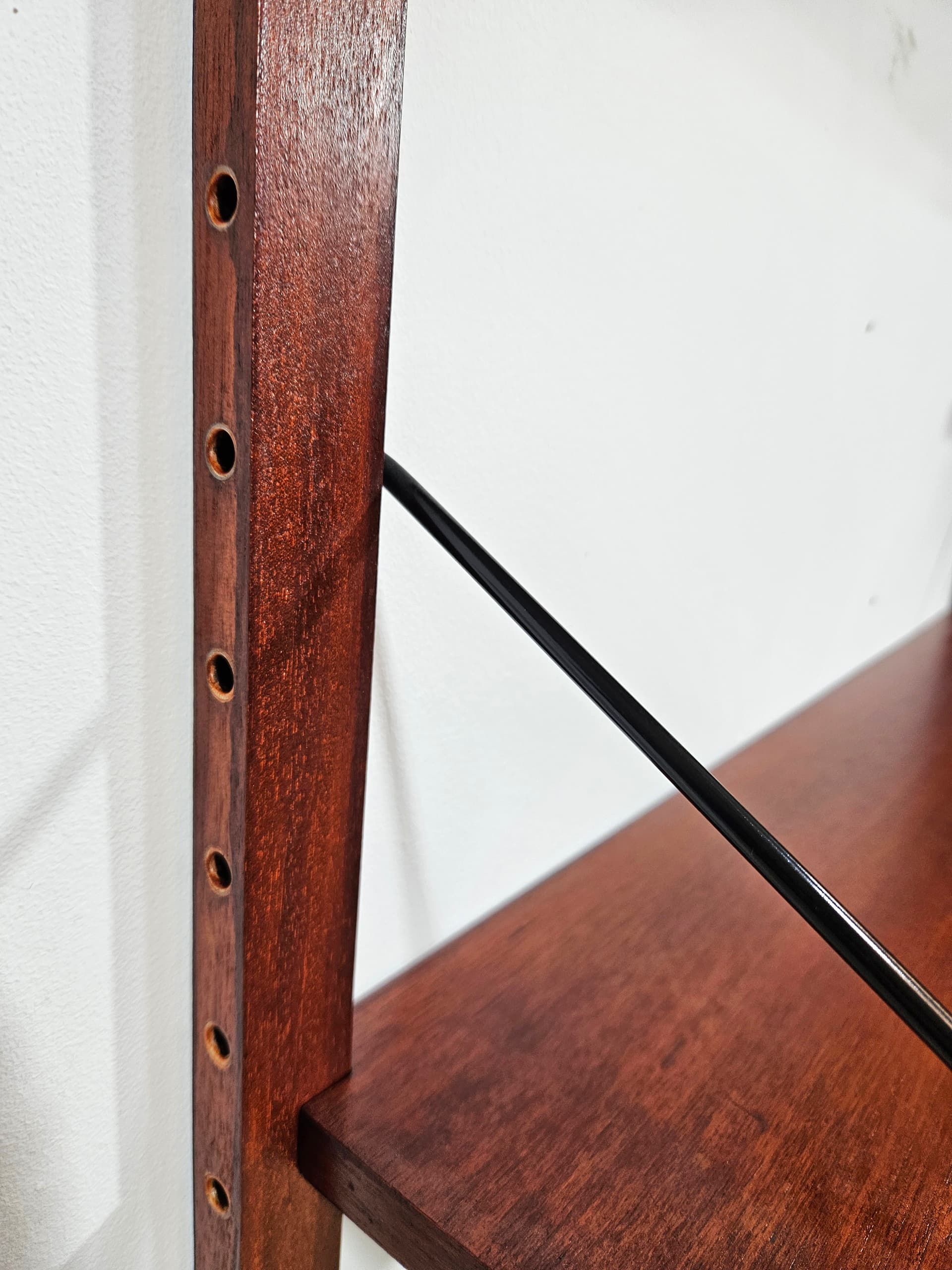 Cado Royal modular wall shelving system, teak brown, dark metal, by P. Cadovius - 344139