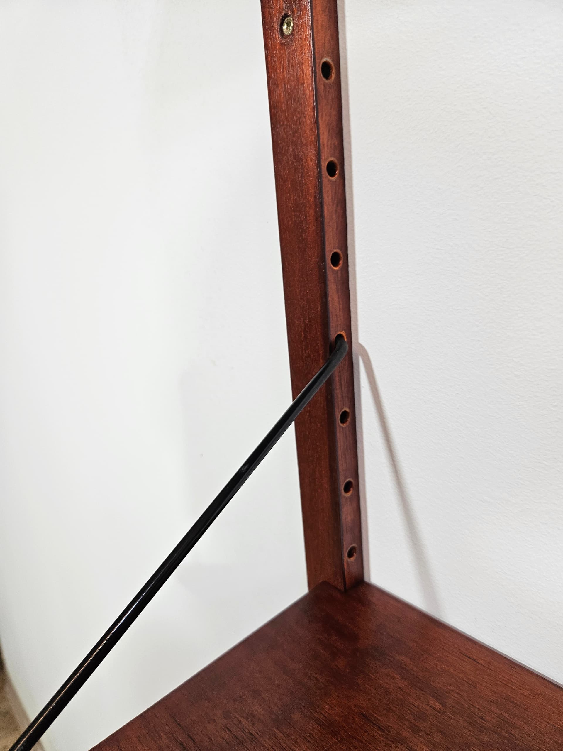 Cado Royal modular wall shelving system, teak brown, dark metal, by P. Cadovius - 344140