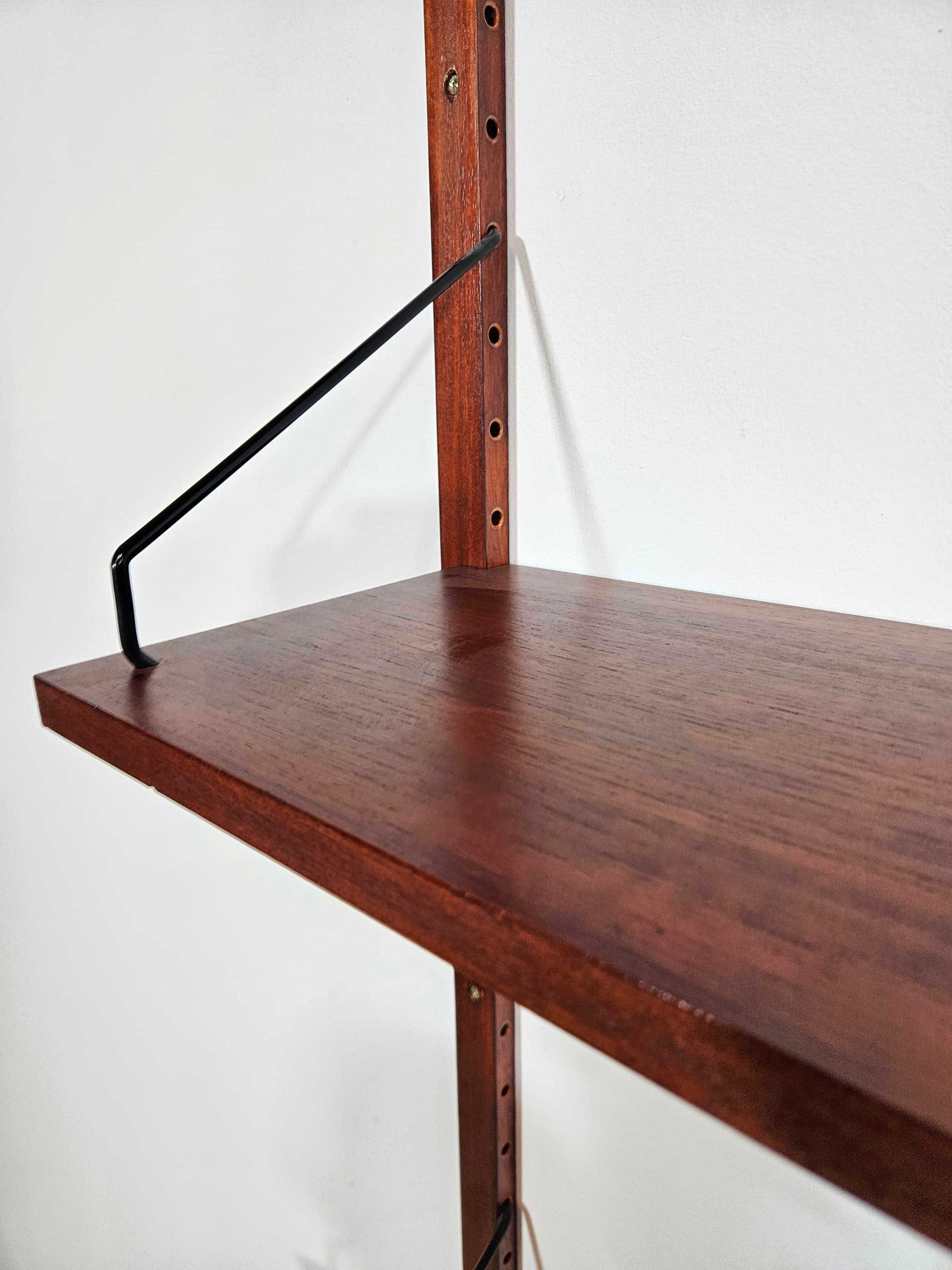 Cado Royal modular wall shelving system, teak brown, dark metal, by P. Cadovius - 344141