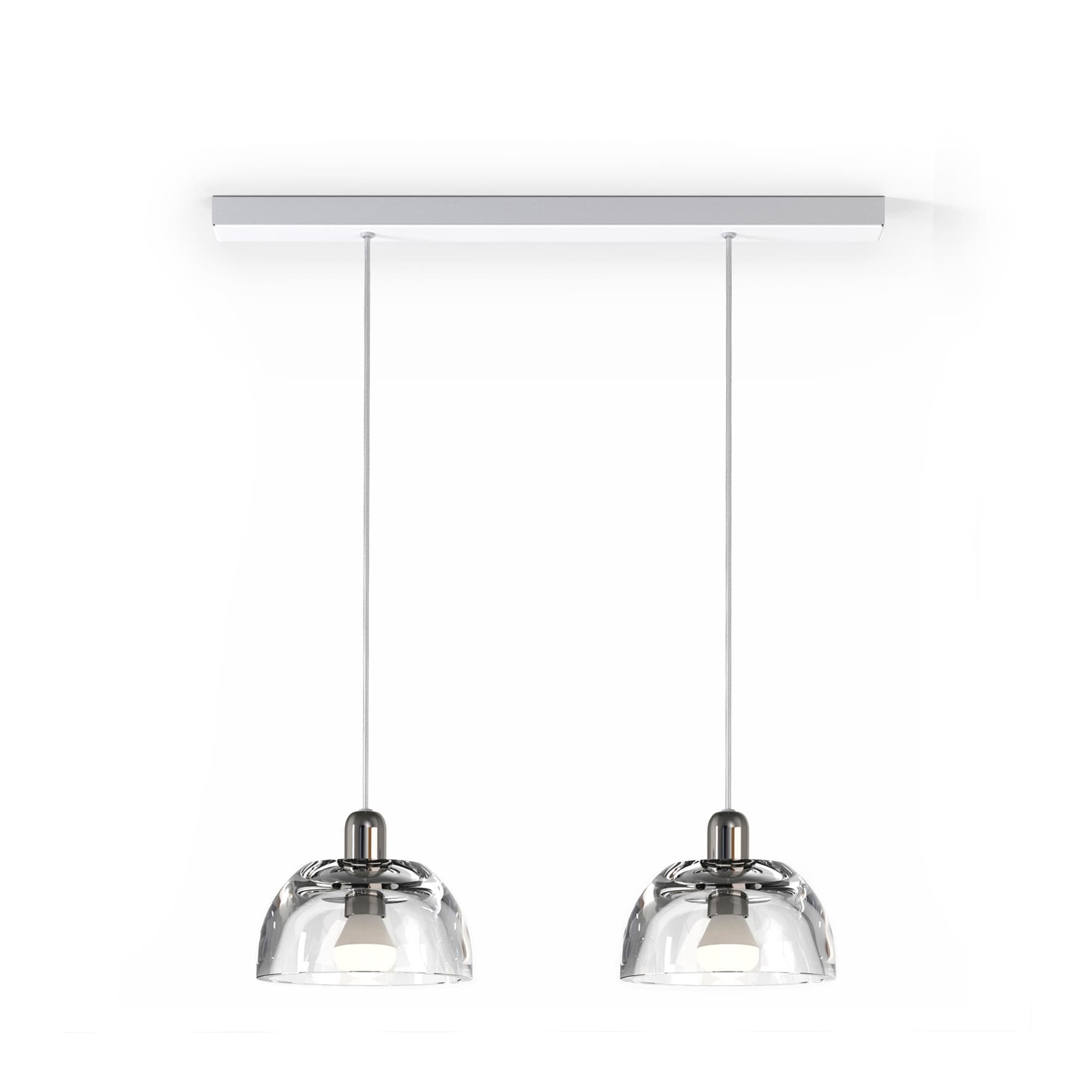 Double pendant lamp Avocado Pendant, transparent glass, silver steel, white, TAR