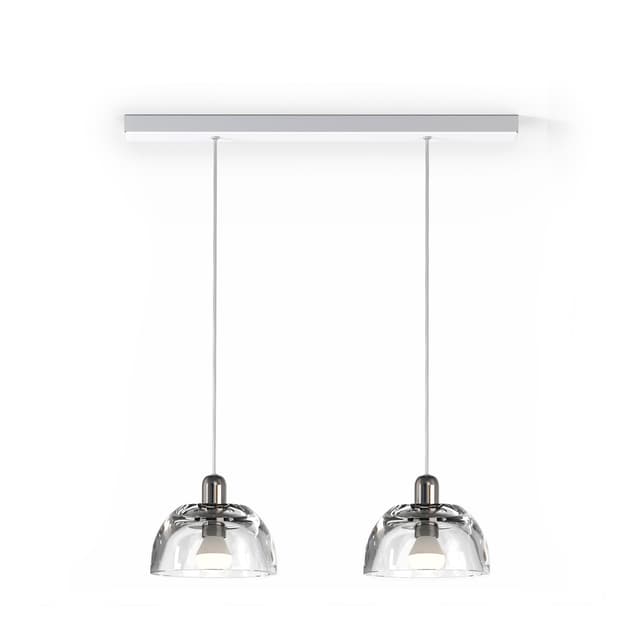 Double pendant lamp Avocado Pendant, transparent glass, silver steel, white, TAR - DIMENSION