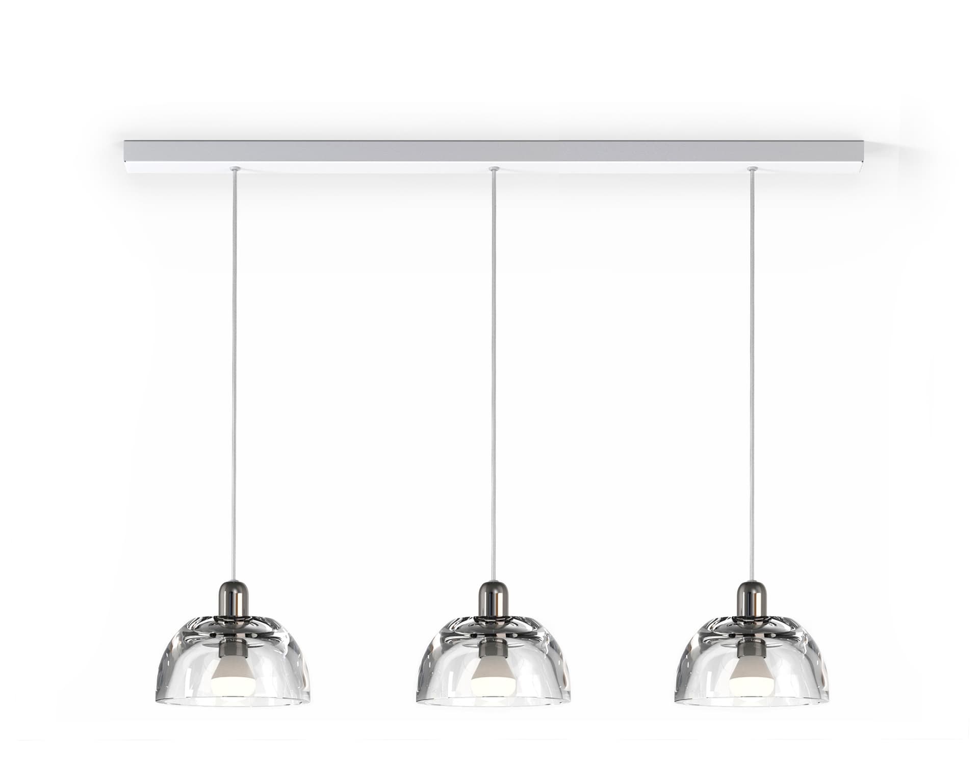 Triple pendant lamp Avocado Pendant, white, silver, glass, steel, TAR