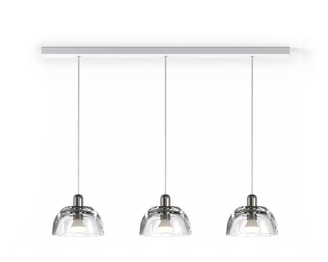 Triple pendant lamp Avocado Pendant, white, silver, glass, steel, TAR - DIMENSION