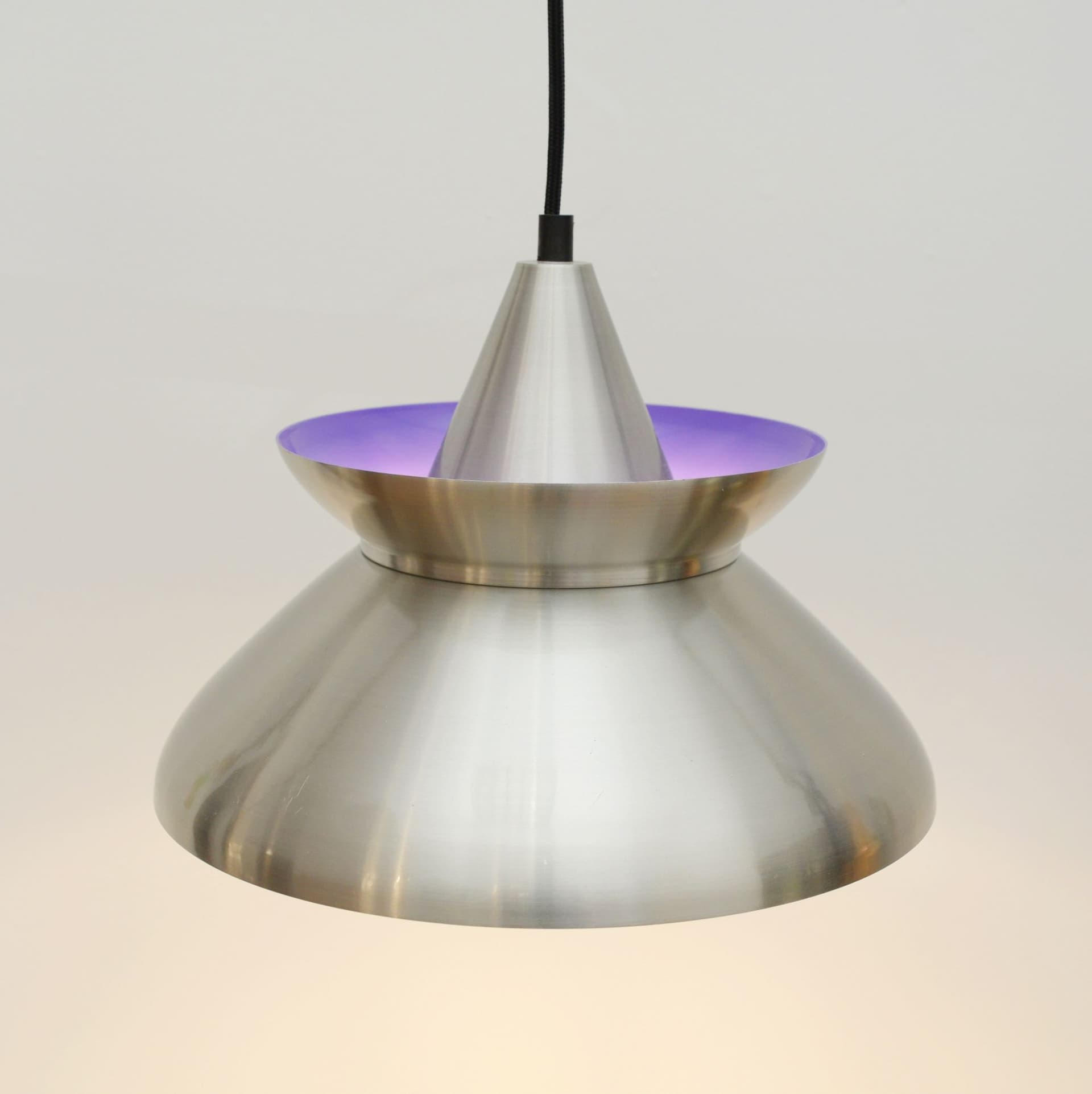 Pendant lamp, silver, aluminum, Denmark, 1970s. - 176