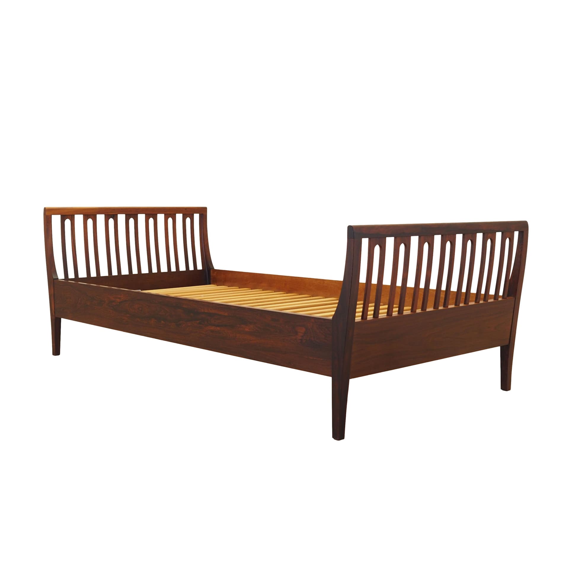 Bed, brown rosewood, Illums Bolighus, Denmark, 1970s.