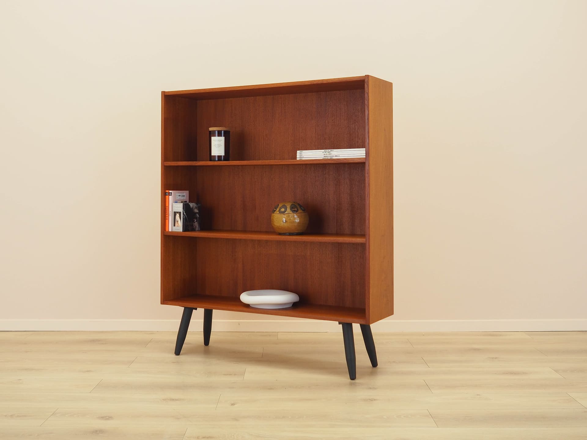 Bookcase, brown teak, black wood, Clausen & Søn, Denmark, 1970s. - 344712