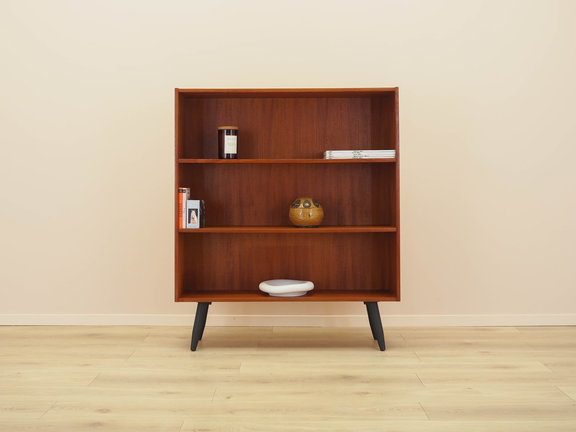 Bookcase, brown teak, black wood, Clausen & Søn, Denmark, 1970s. - 344714