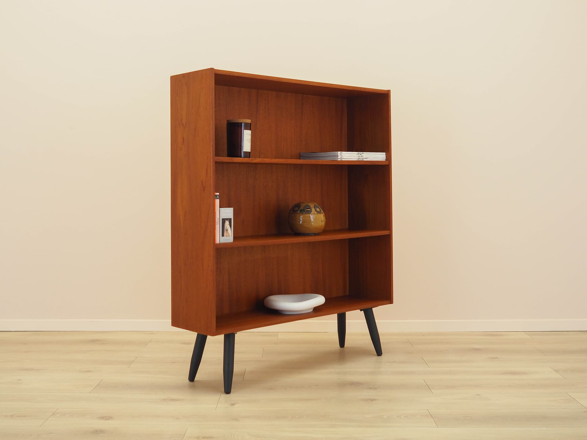 Bookcase, brown teak, black wood, Clausen & Søn, Denmark, 1970s. - 344713