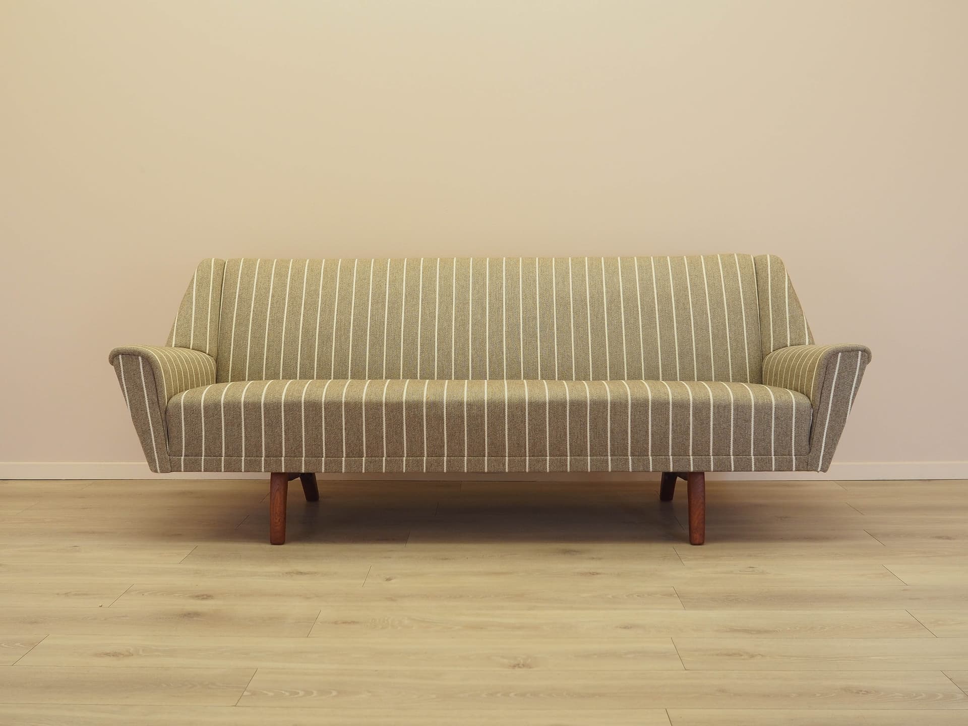 Sofa, beige fabric, oak, Denmark, 1970s. - 344738