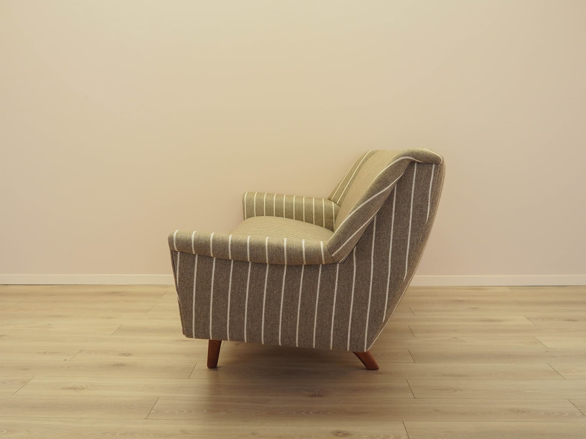 Sofa, beige fabric, oak, Denmark, 1970s. - 344737