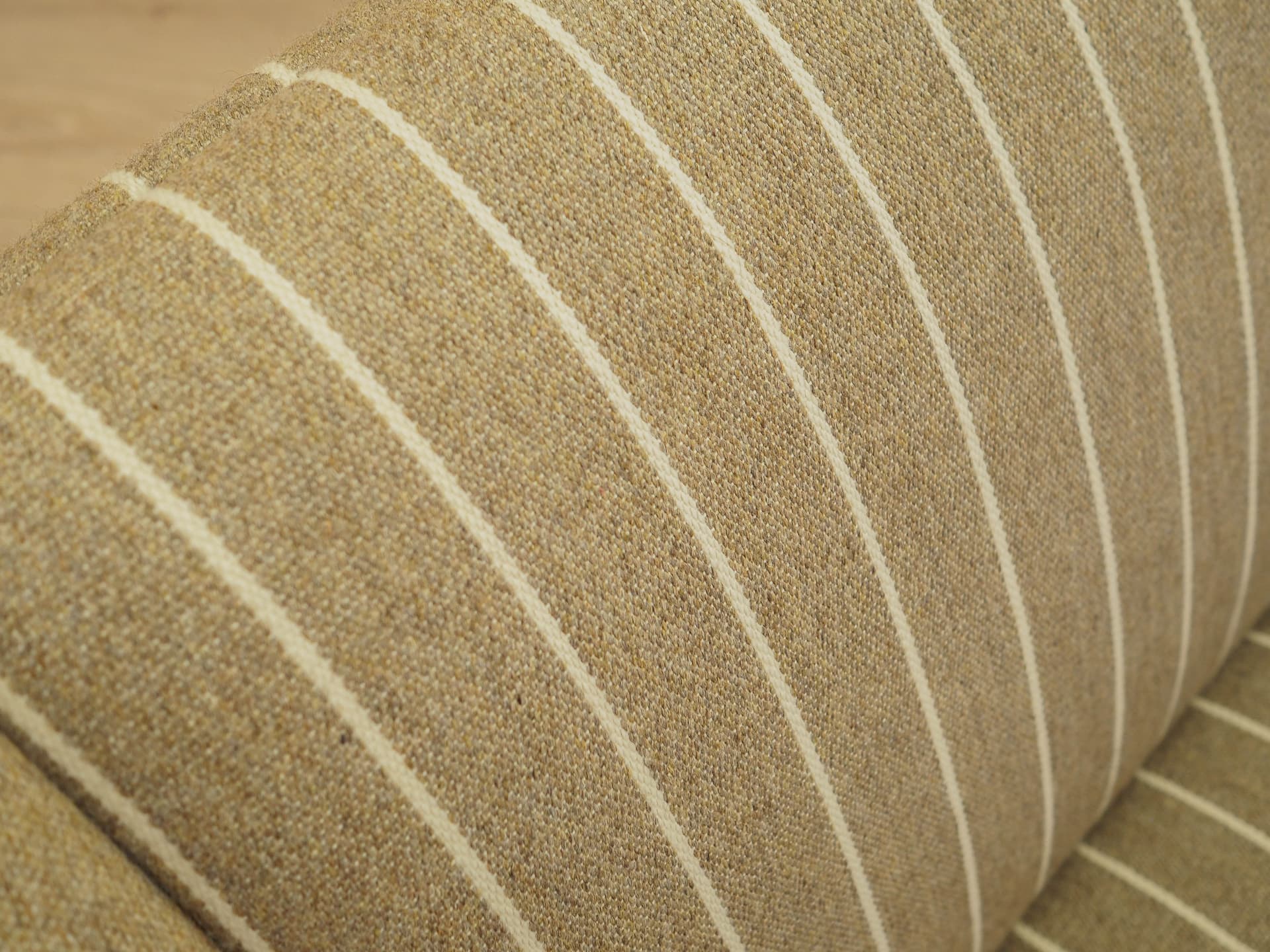Sofa, beige fabric, oak, Denmark, 1970s. - 344736