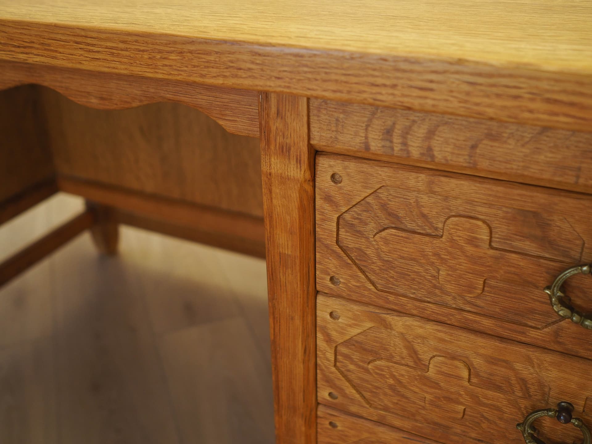 Desk, brown oak, by H. Kjærnulf, Denmark, 1960s. - 344758