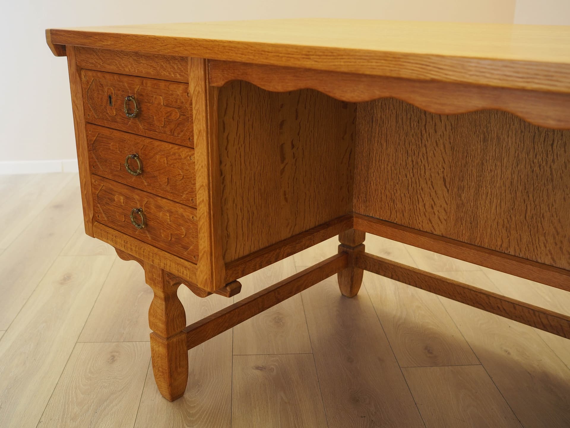 Desk, brown oak, by H. Kjærnulf, Denmark, 1960s. - 344759