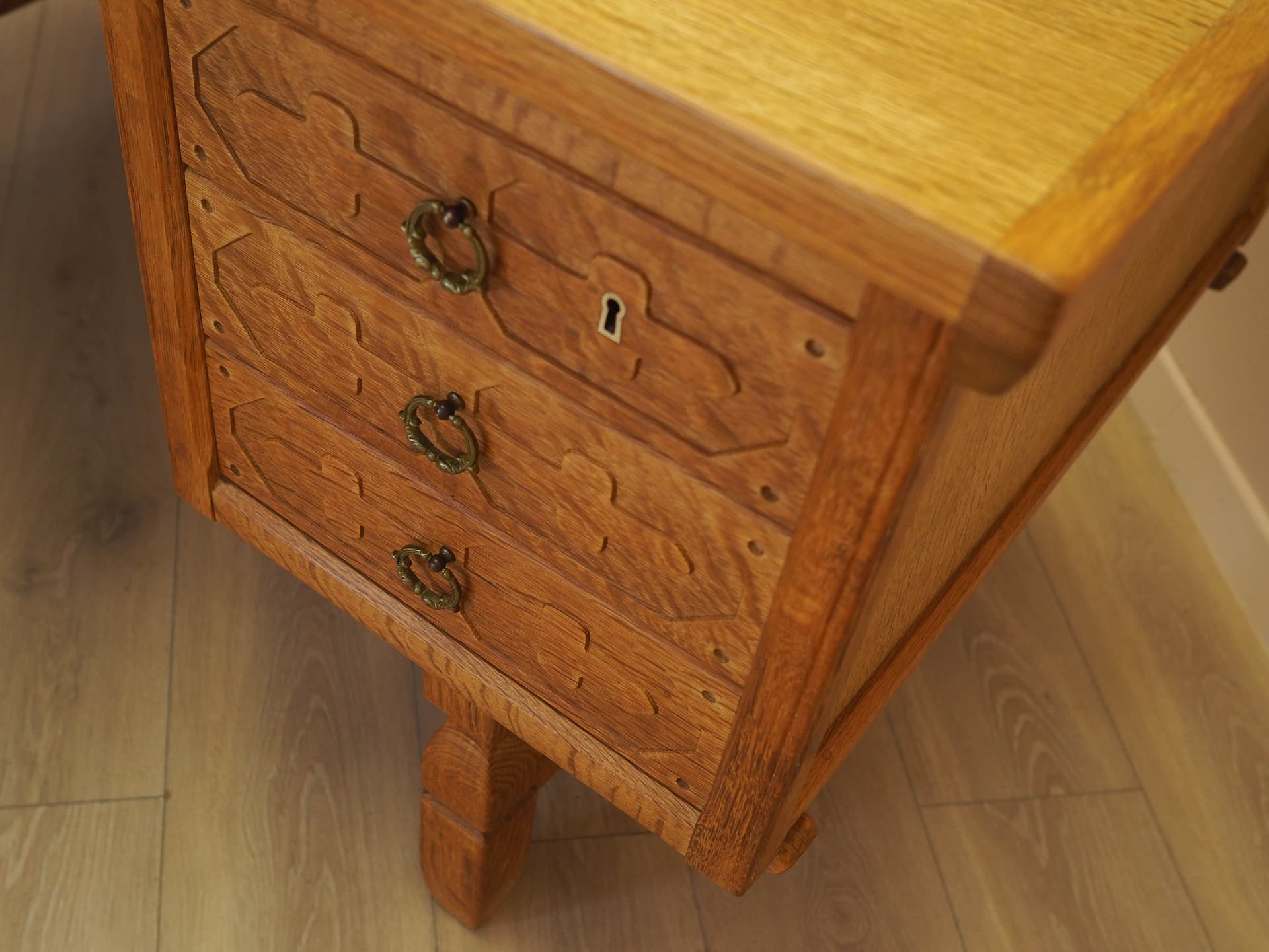 Desk, brown oak, by H. Kjærnulf, Denmark, 1960s. - 344756