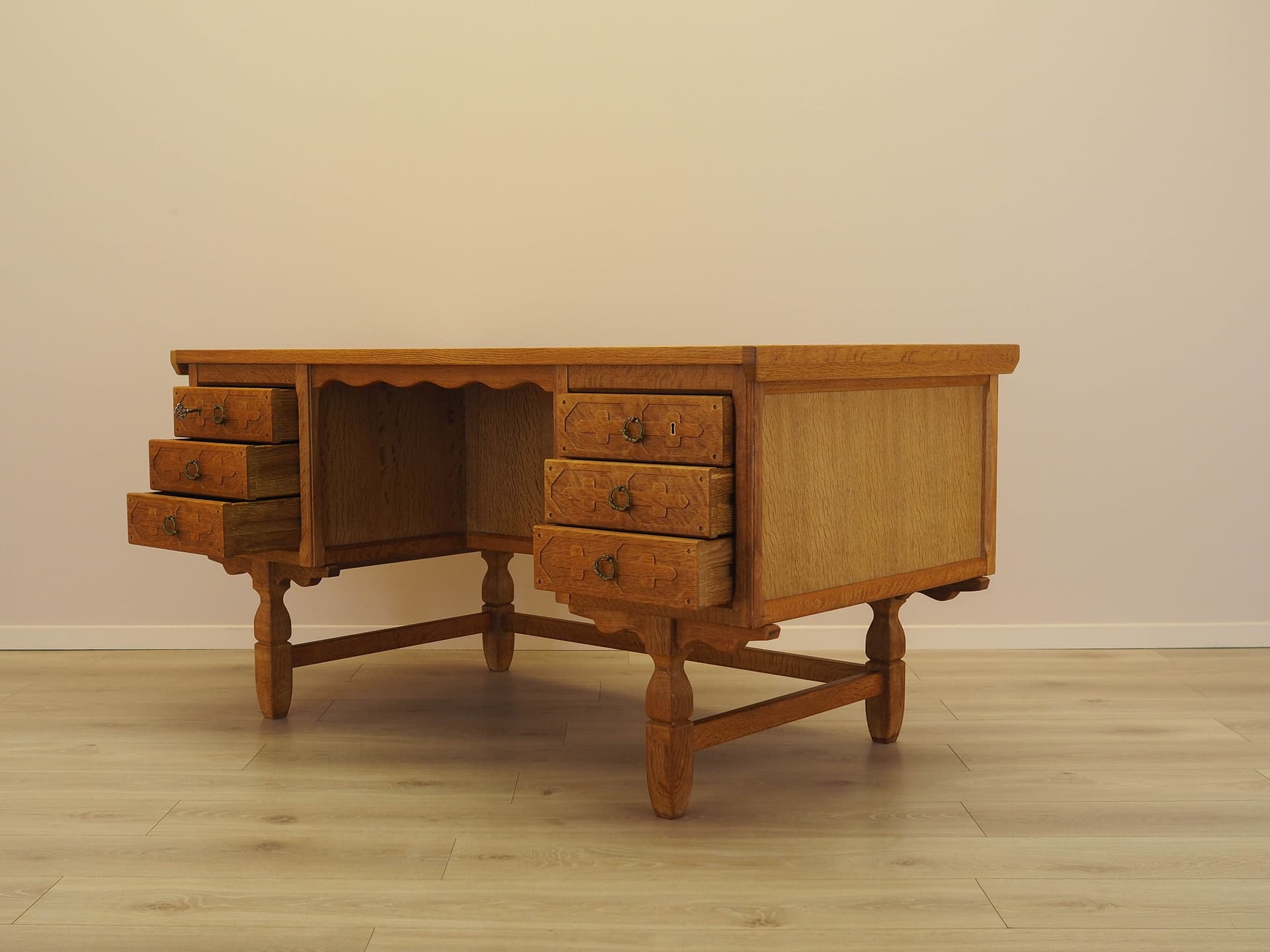 Desk, brown oak, by H. Kjærnulf, Denmark, 1960s. - 344747