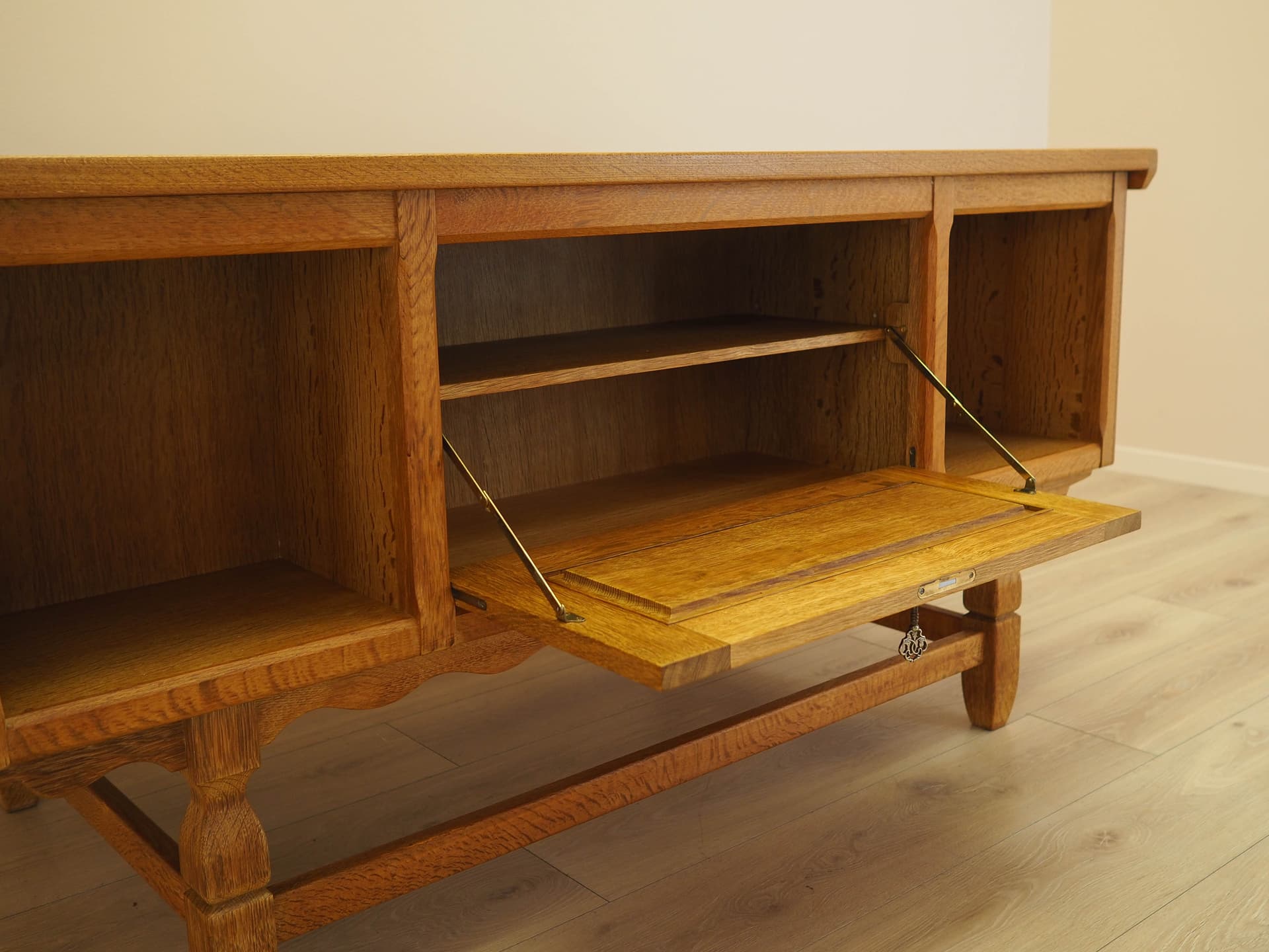 Desk, brown oak, by H. Kjærnulf, Denmark, 1960s. - 344751