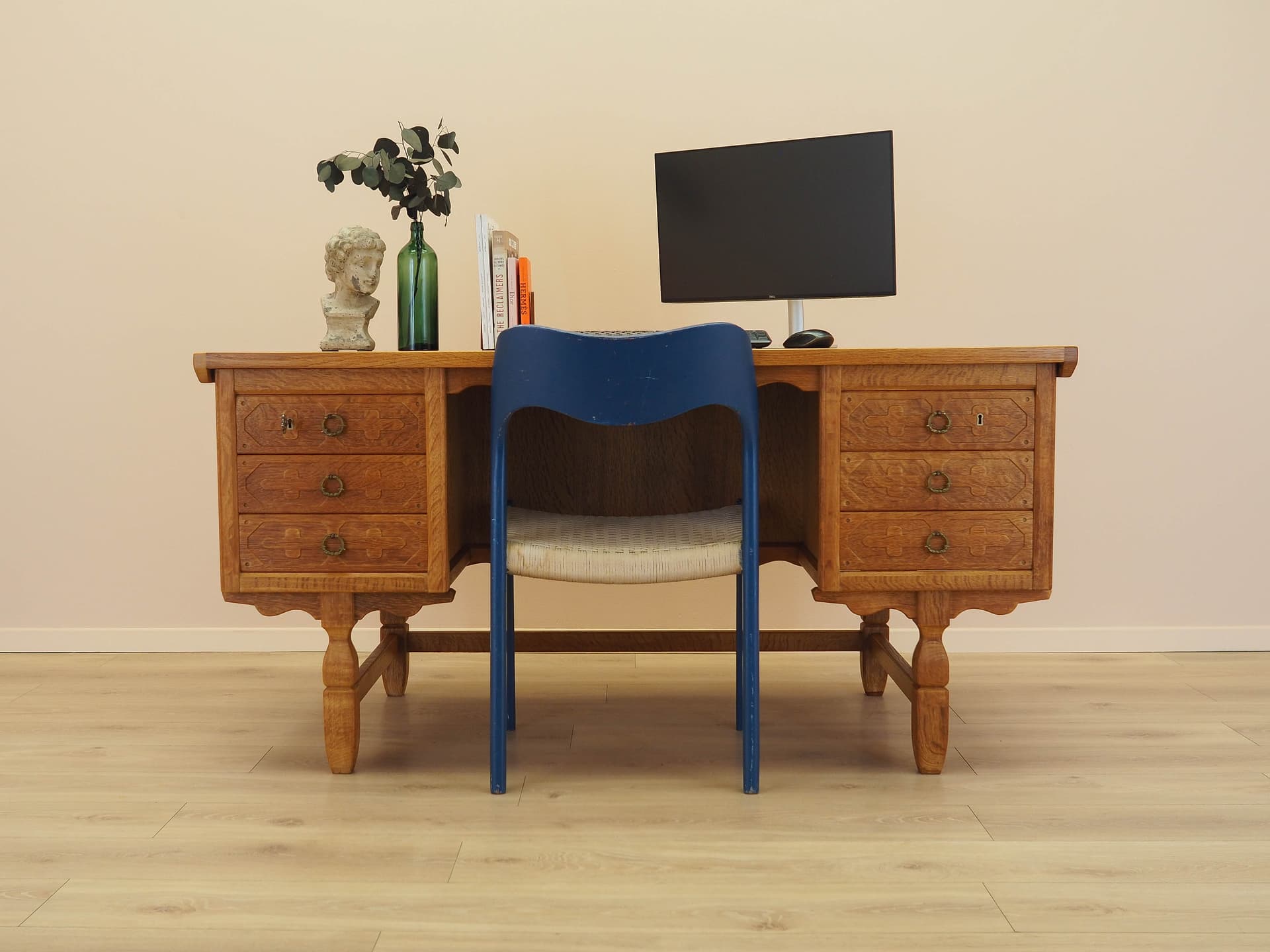 Desk, brown oak, by H. Kjærnulf, Denmark, 1960s. - 344746