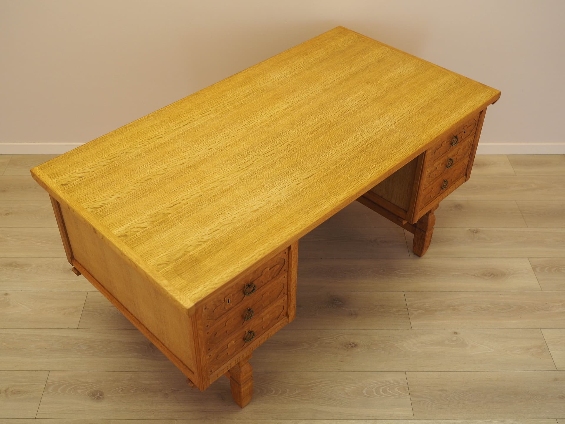 Desk, brown oak, by H. Kjærnulf, Denmark, 1960s. - 344753