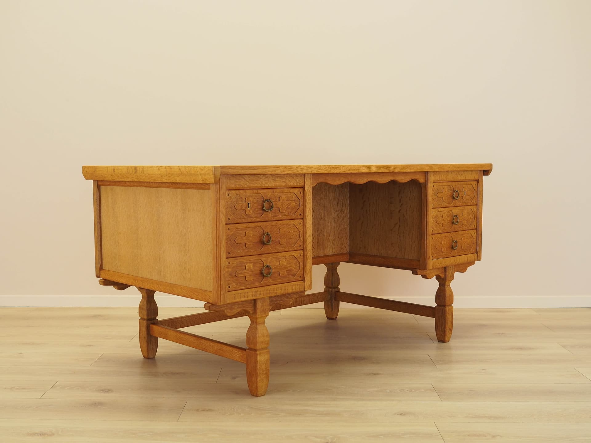 Desk, brown oak, by H. Kjærnulf, Denmark, 1960s. - 344752