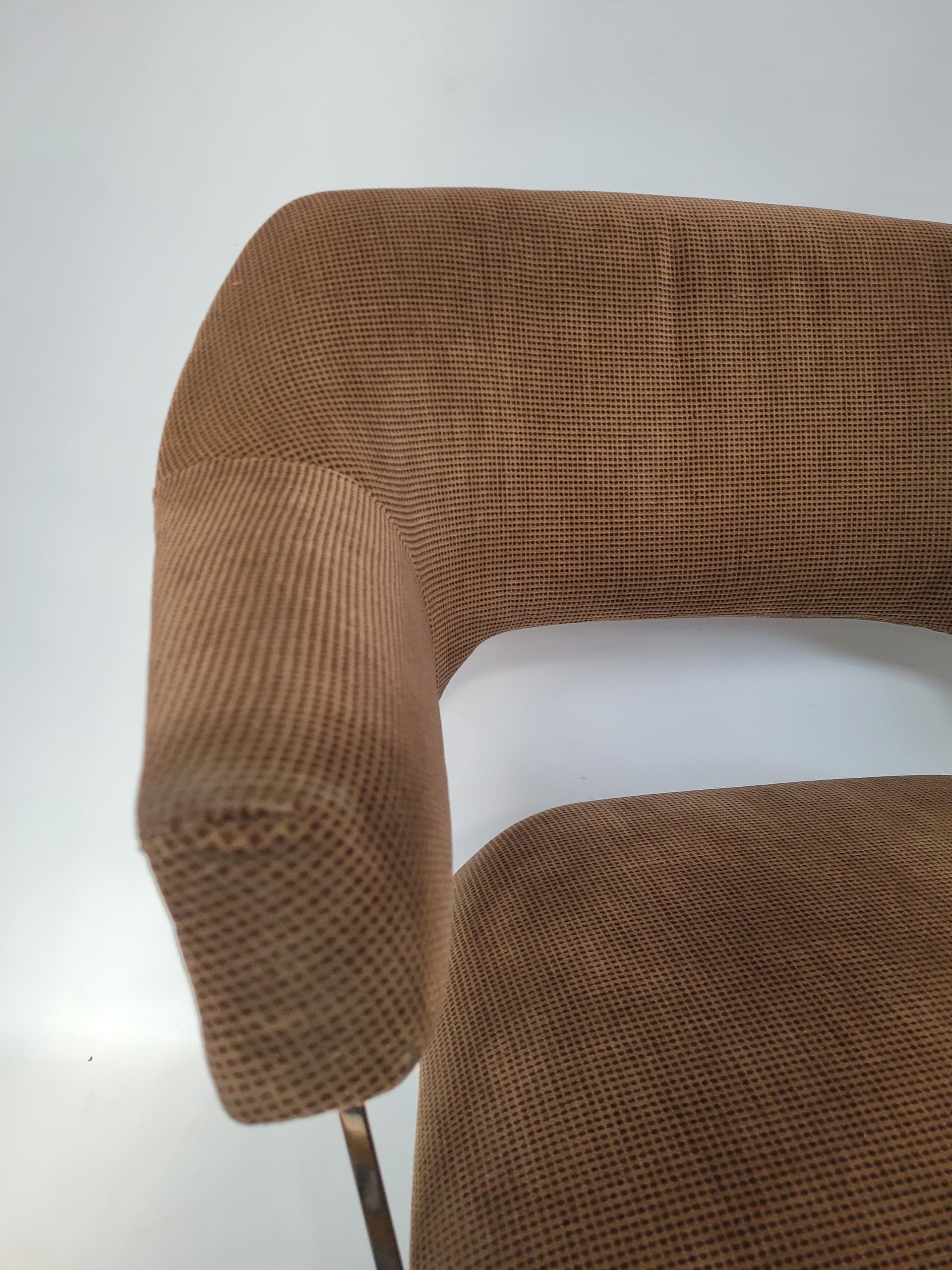 Swivel Office Chair, brown corduroy, chrome, Germany, 1960s. - 344784