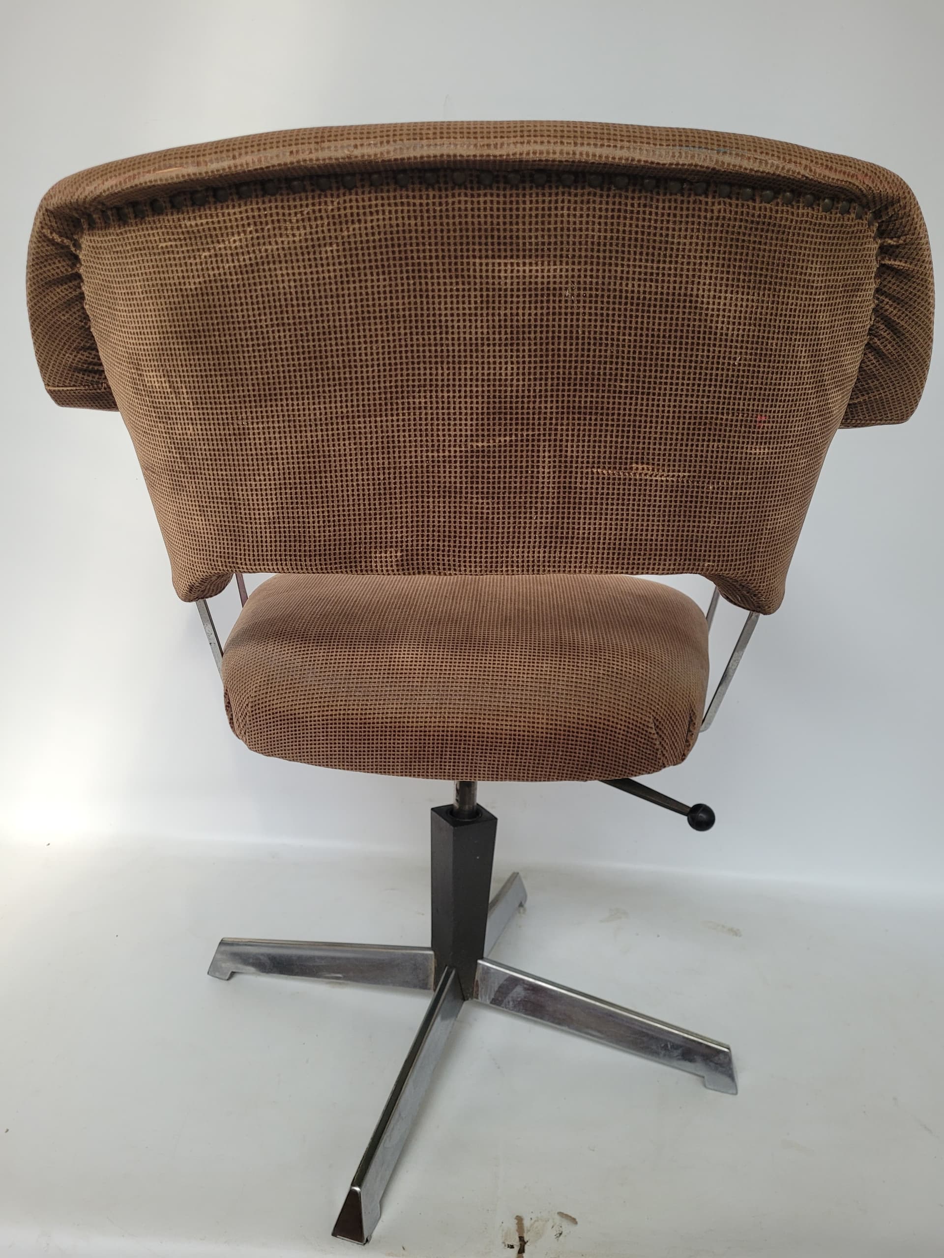 Swivel Office Chair, brown corduroy, chrome, Germany, 1960s. - 344783