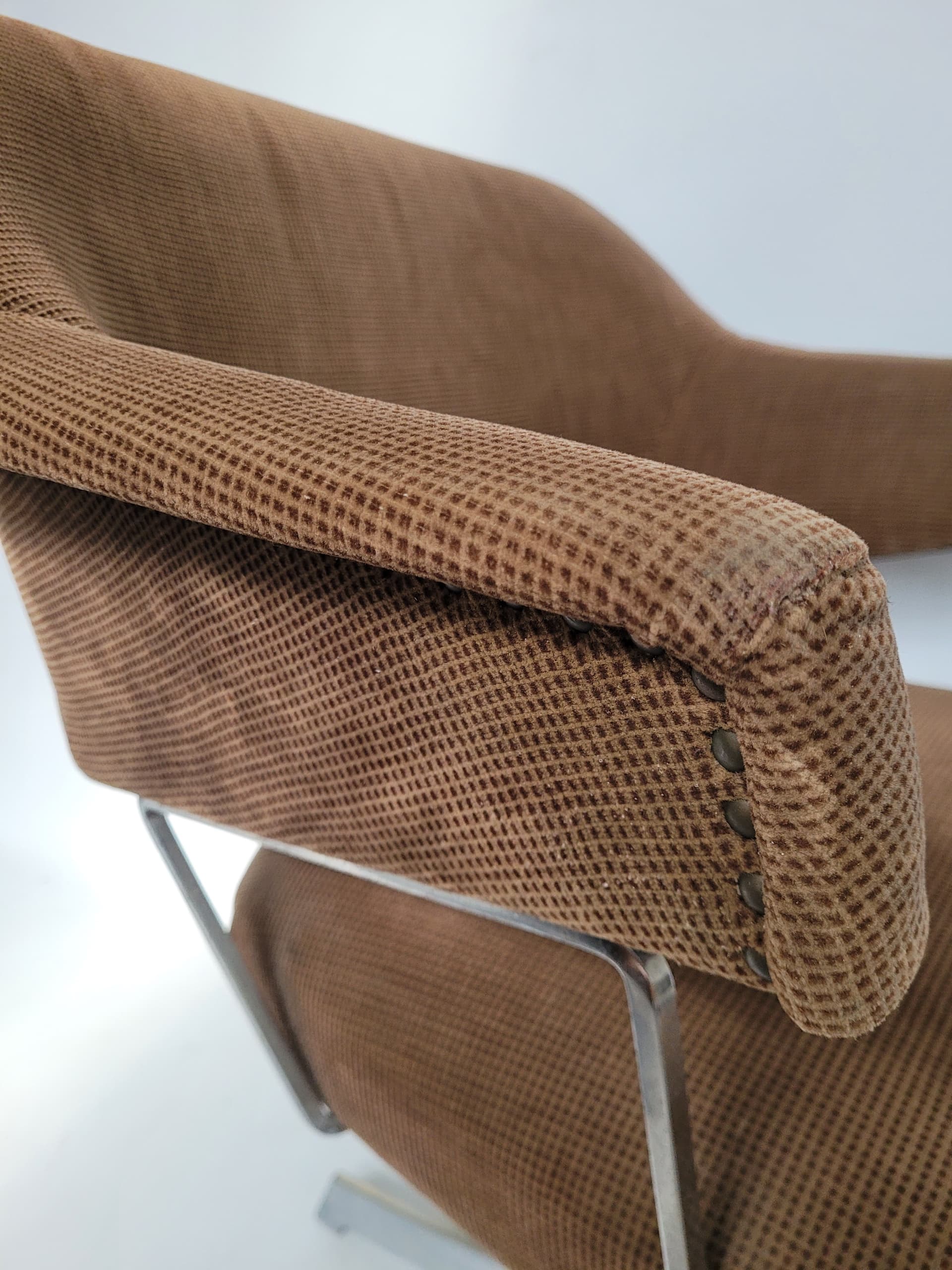 Swivel Office Chair, brown corduroy, chrome, Germany, 1960s. - 344792