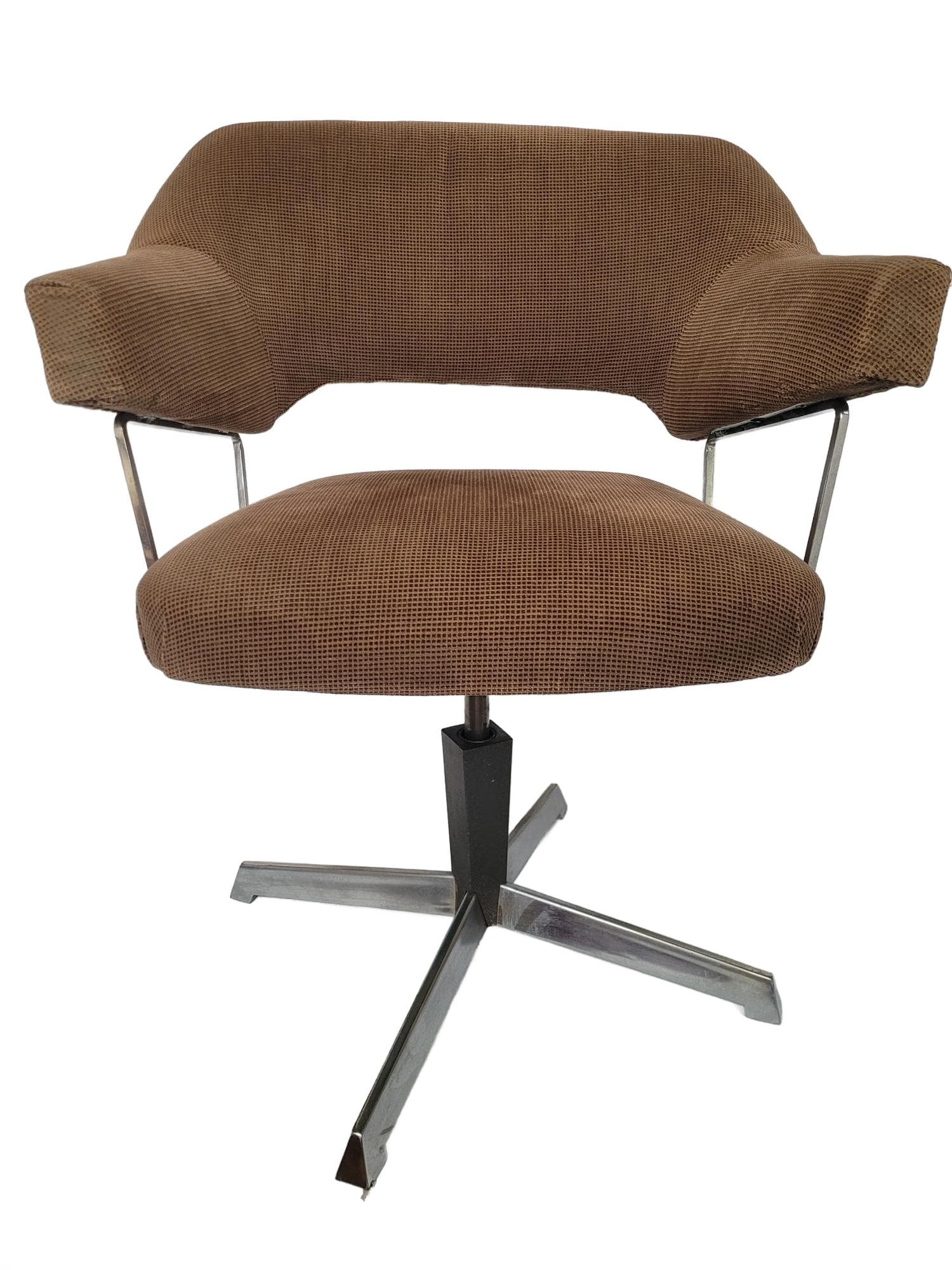 Swivel Office Chair, brown corduroy, chrome, Germany, 1960s.